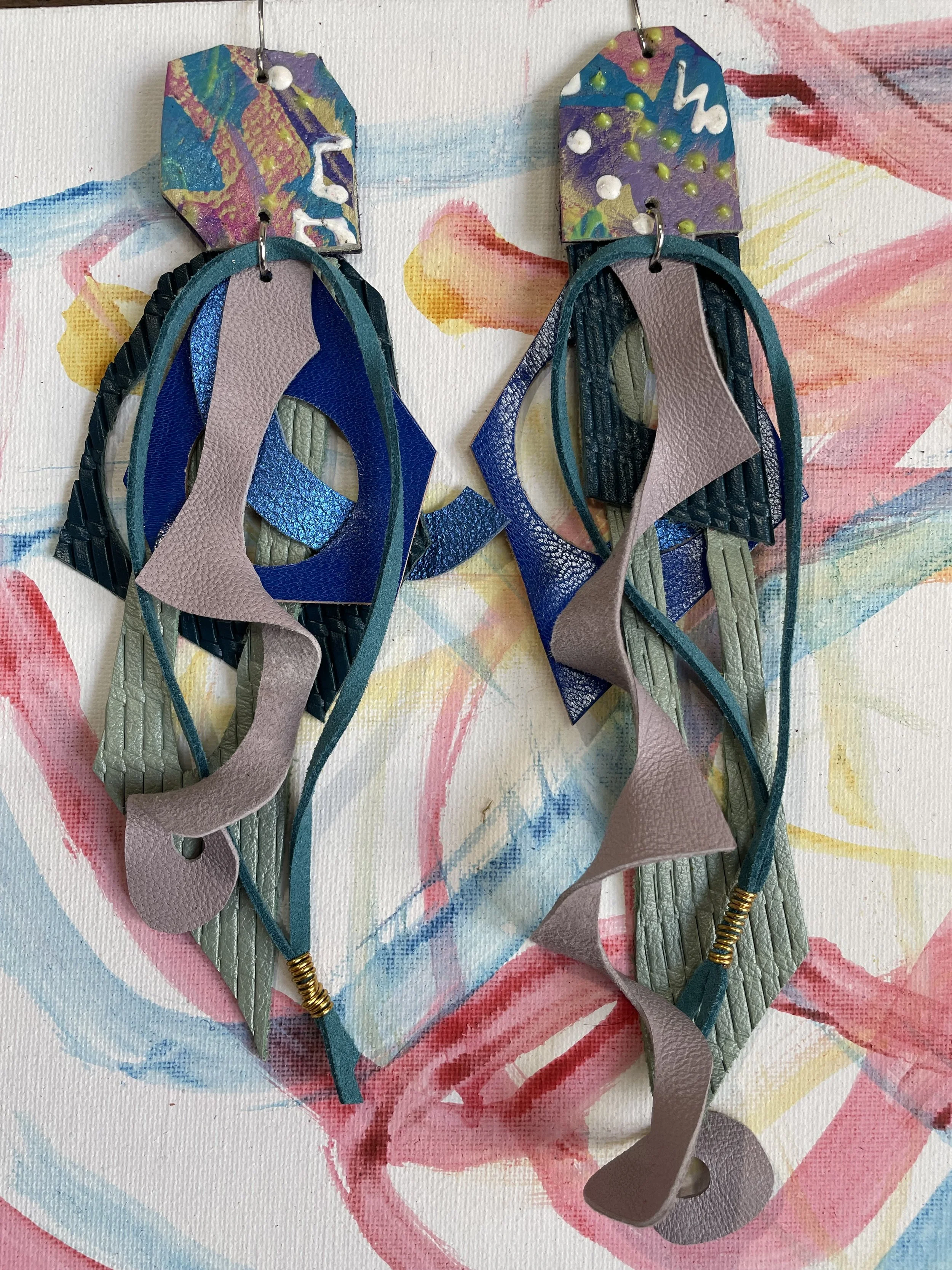 Artistic Reclaimed Leather Statement Earrings