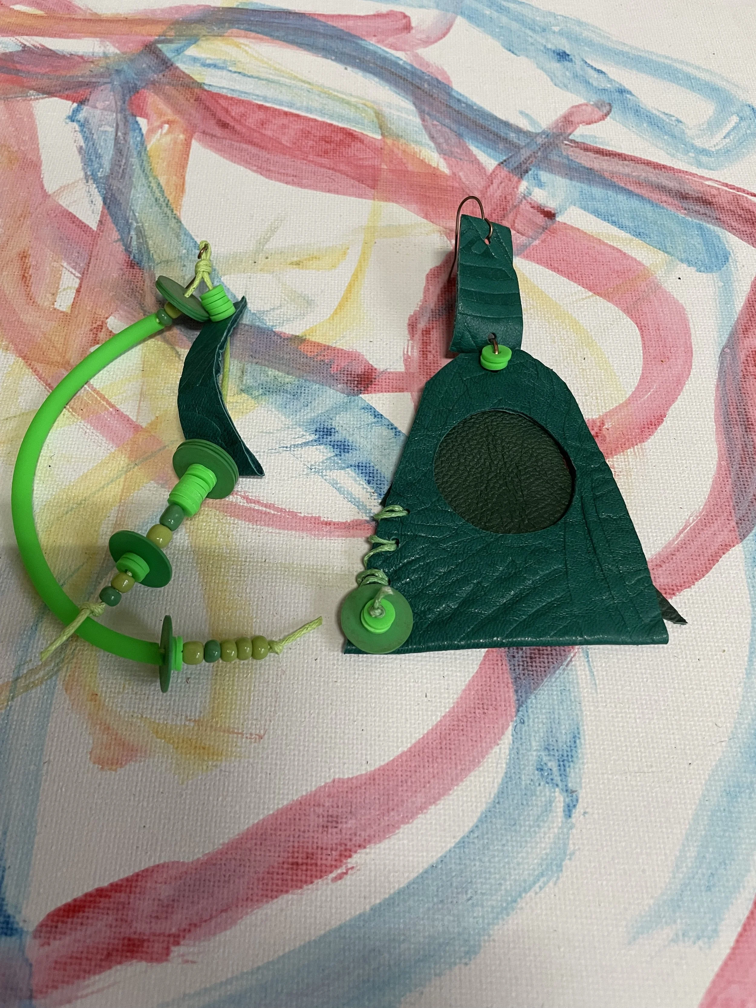 Reclaimed Leather Geometric Necklace