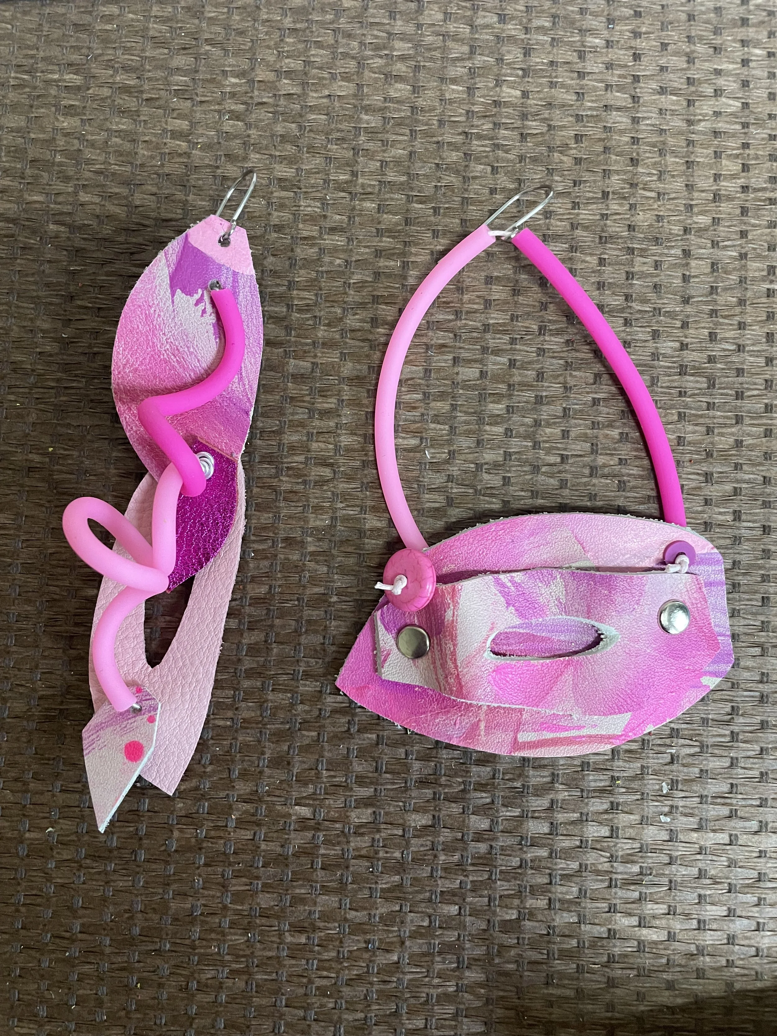 Asymmetrical Pink Statement Earrings