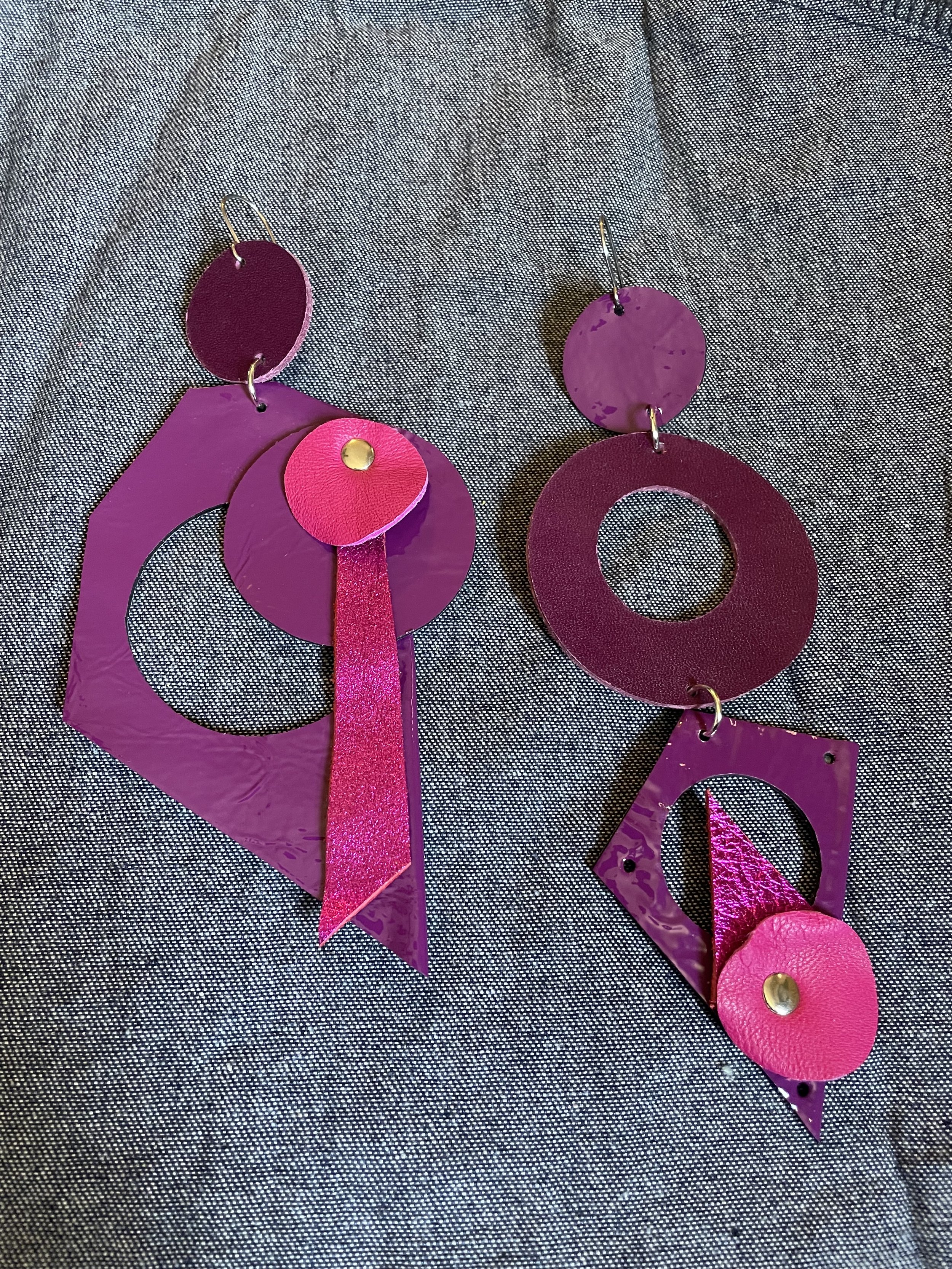 Grape Geometric Glam Earrings