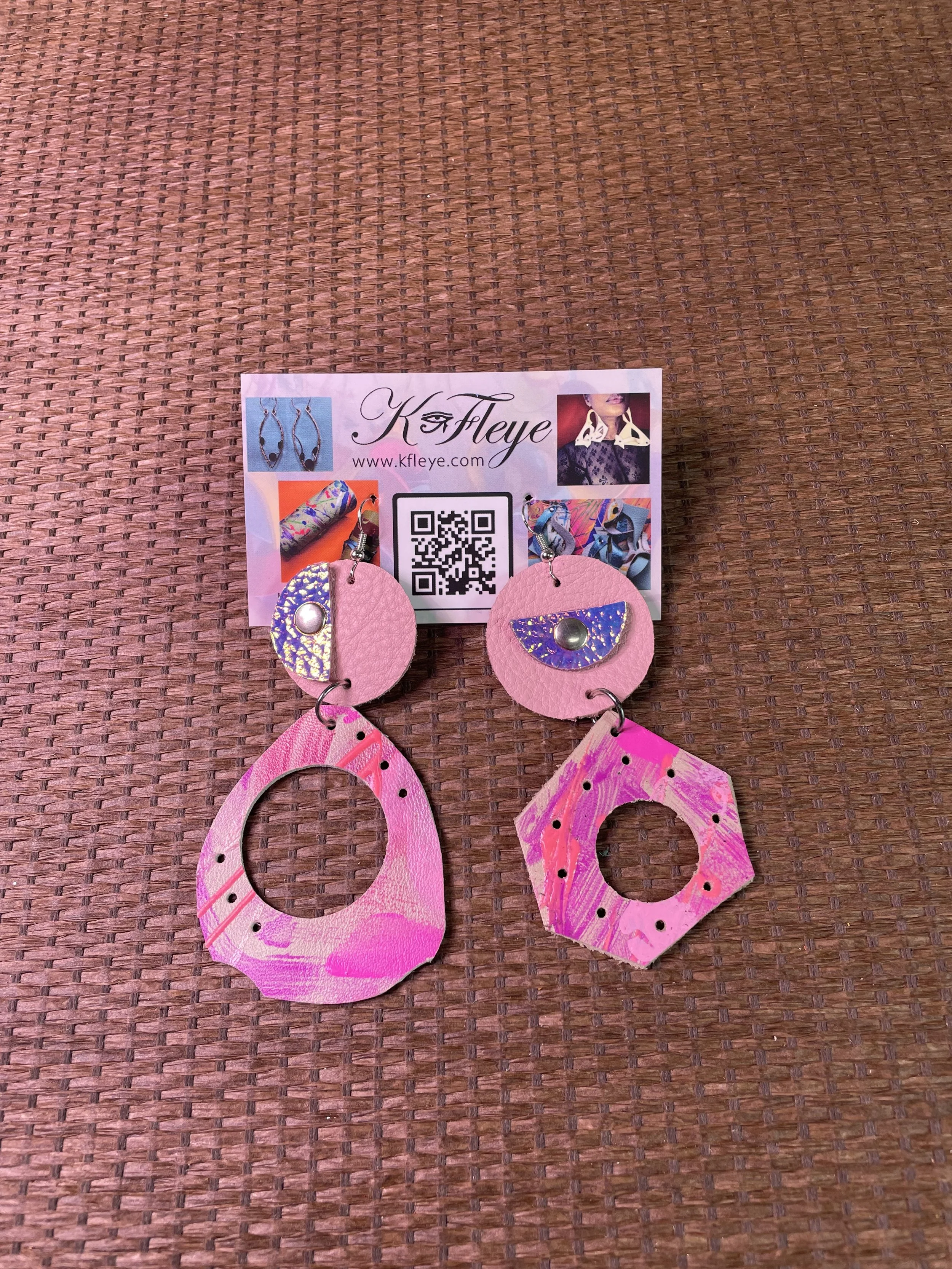 Painted Pink shapes earrings 2