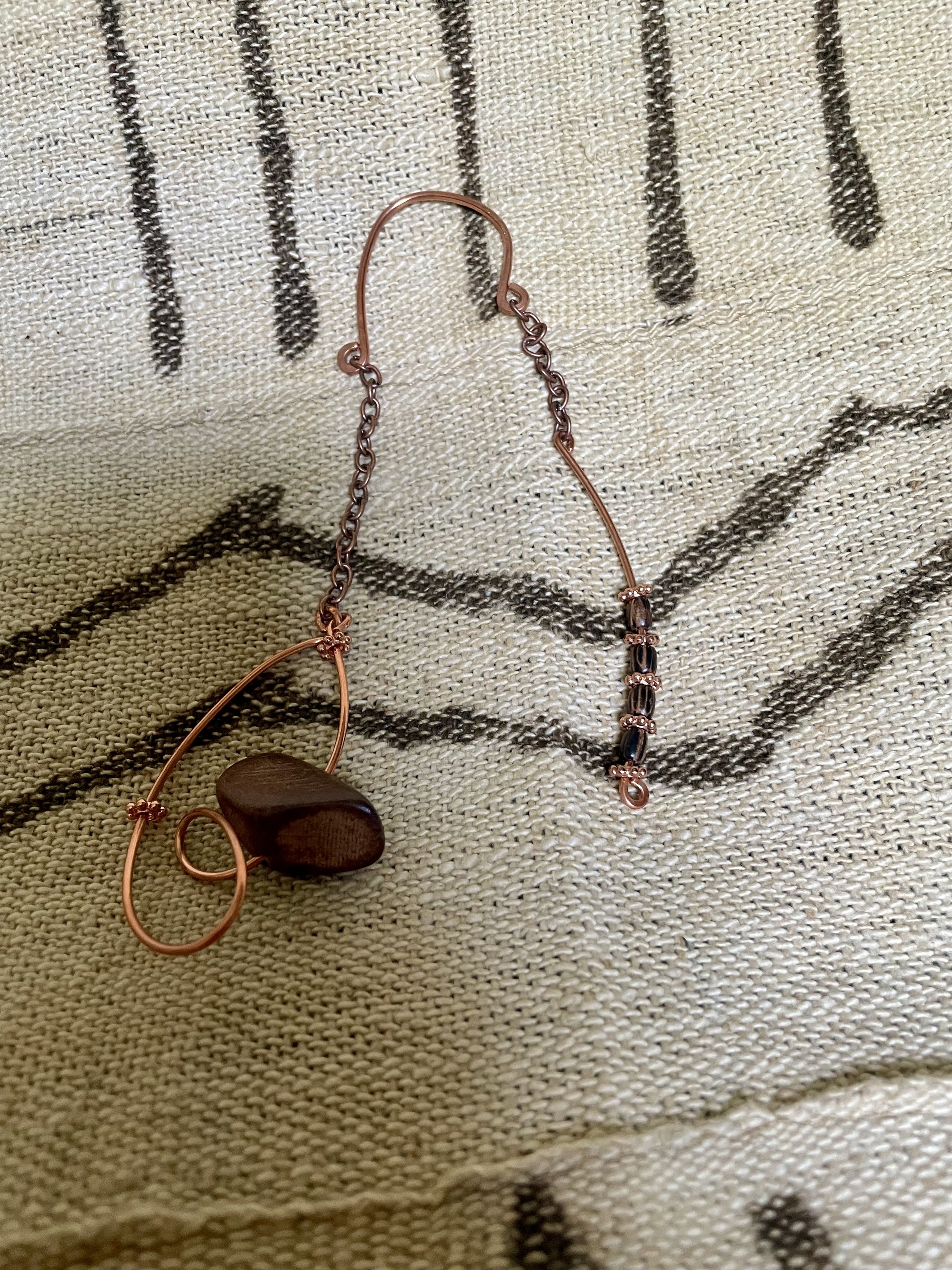 Afrofuturistic Copper & Wood Ear Cuff