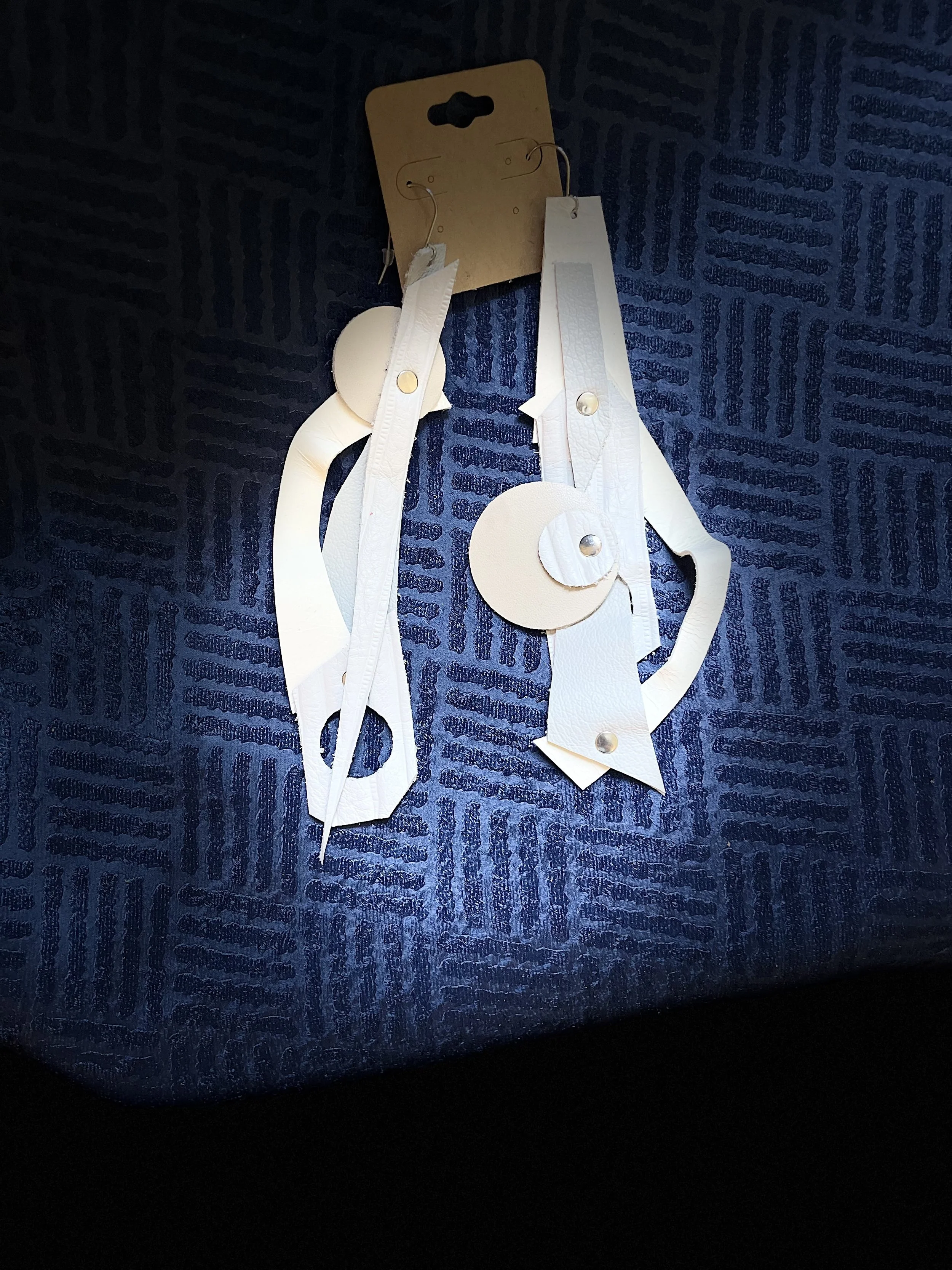 Chicago Silver Accented Long Leather Earrings