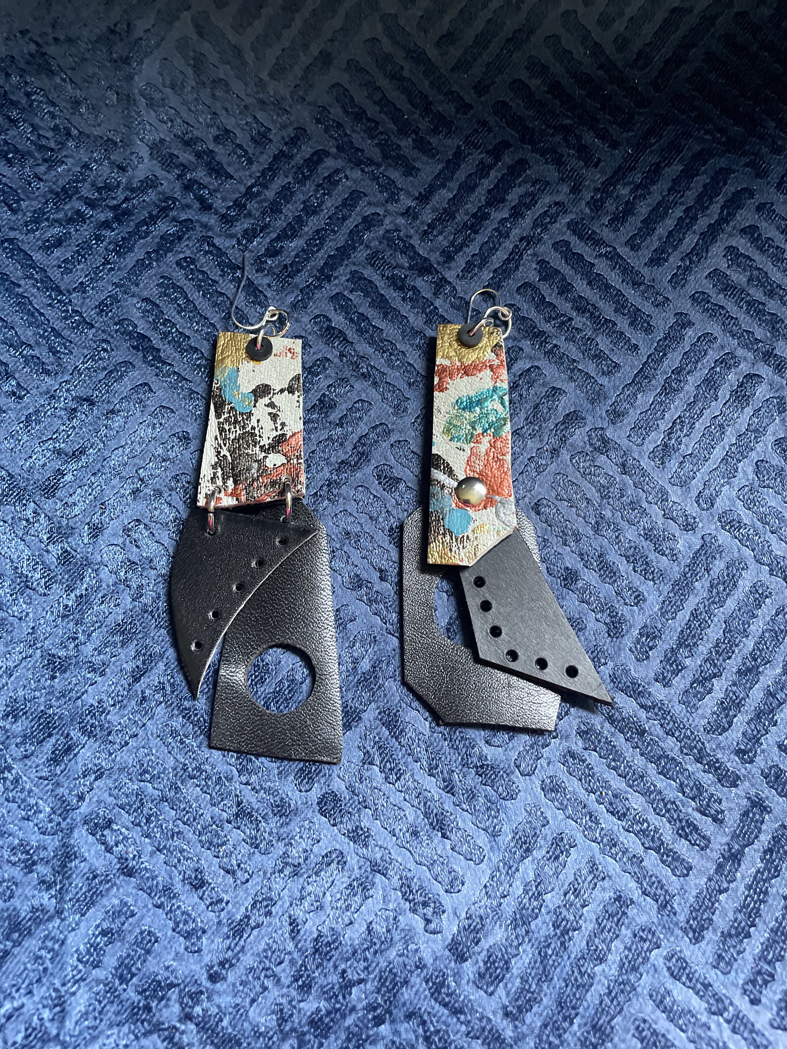 Vivid Dreamscape Mini Leather Earrings