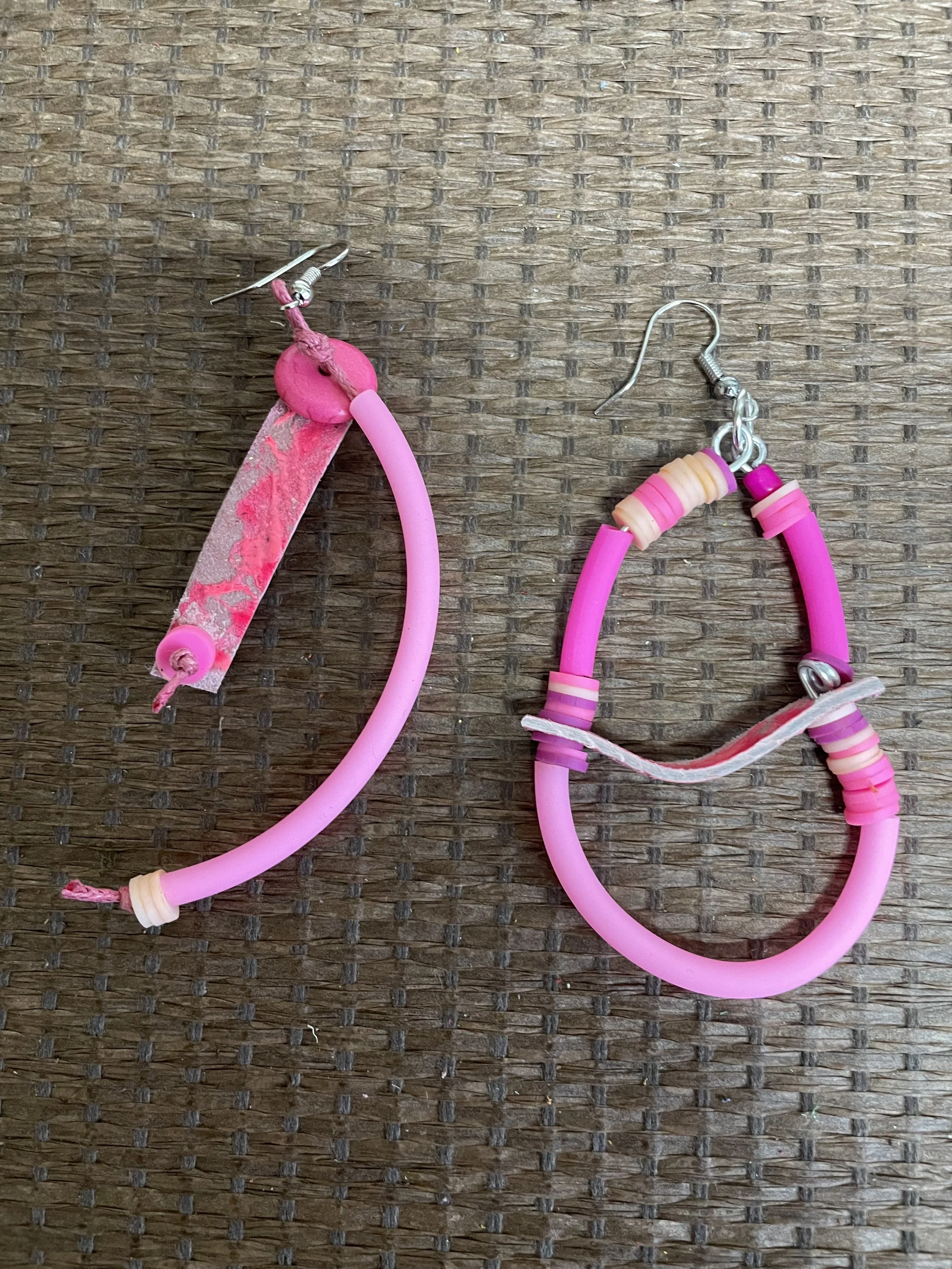 Eco-Chic Pink Tube Earrings