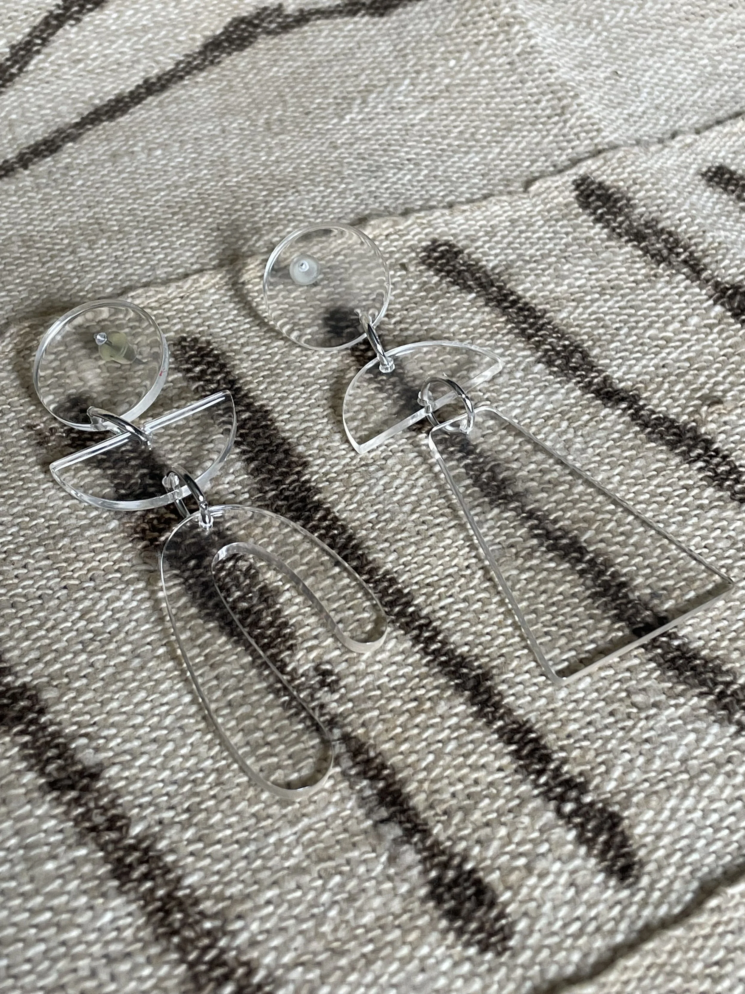 Clear Acrylic Art Deco Earrings