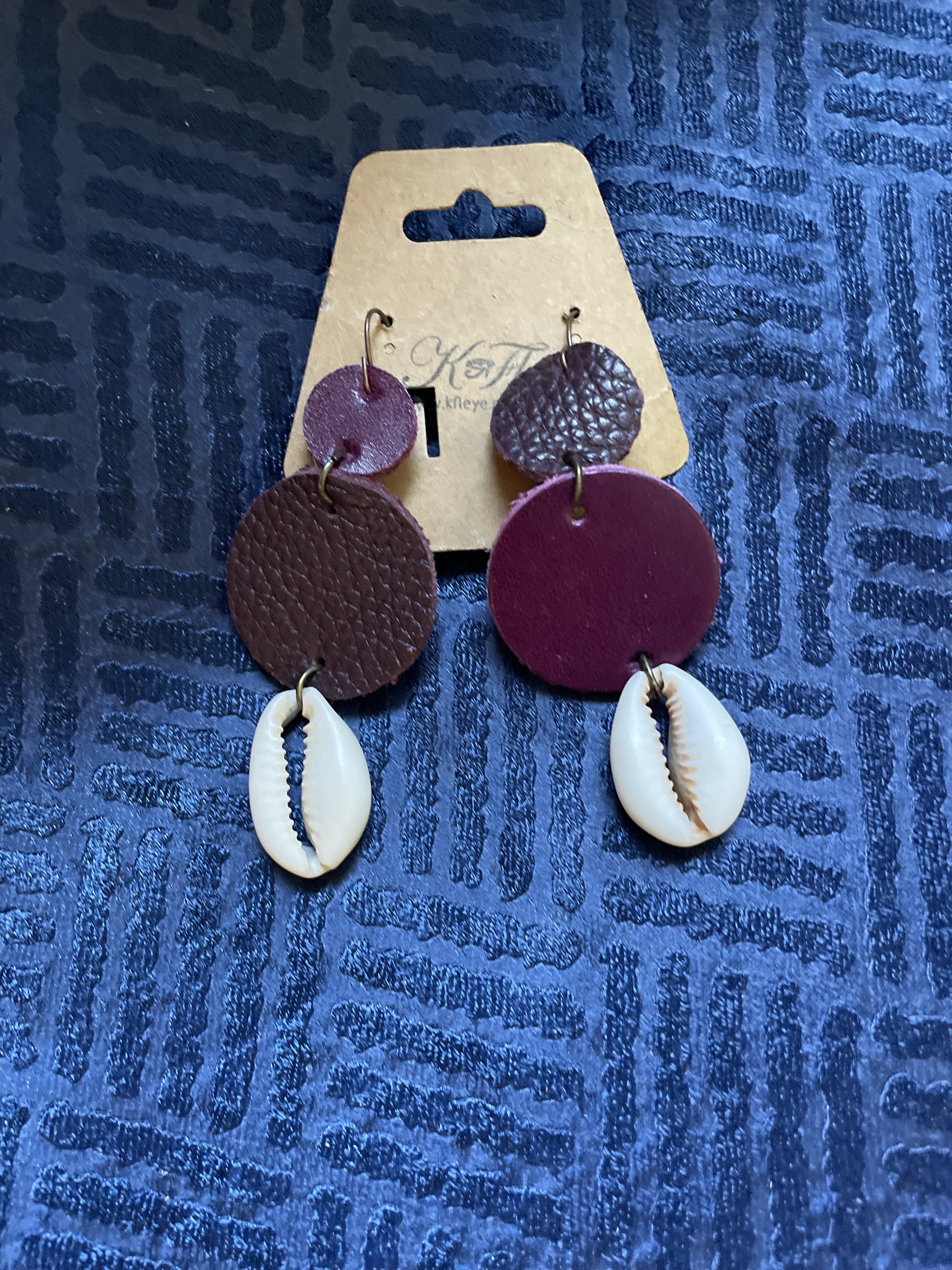 Cowrie Shell Leather Earrings