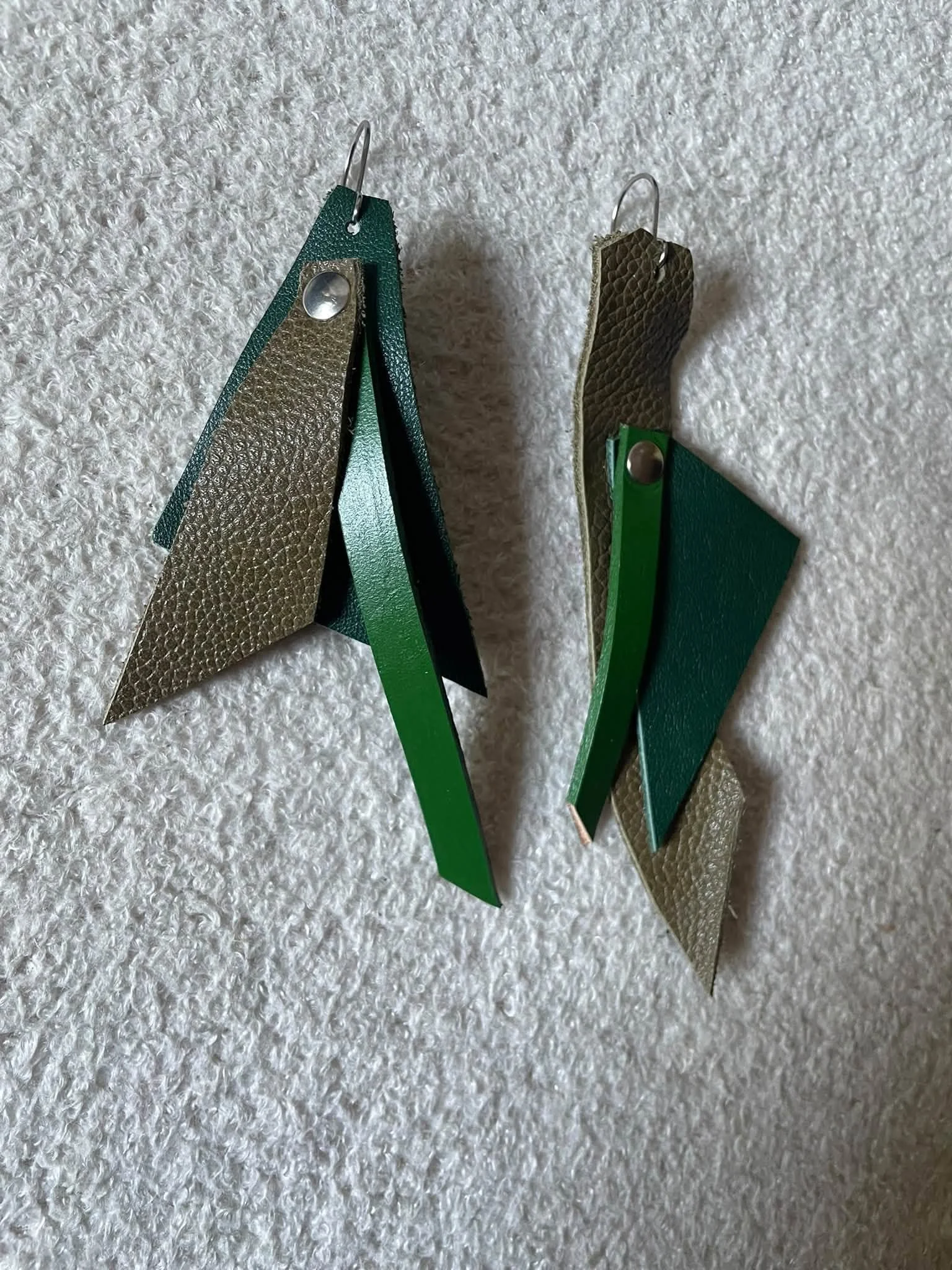 Eco-Chic Green Leather Earrings
