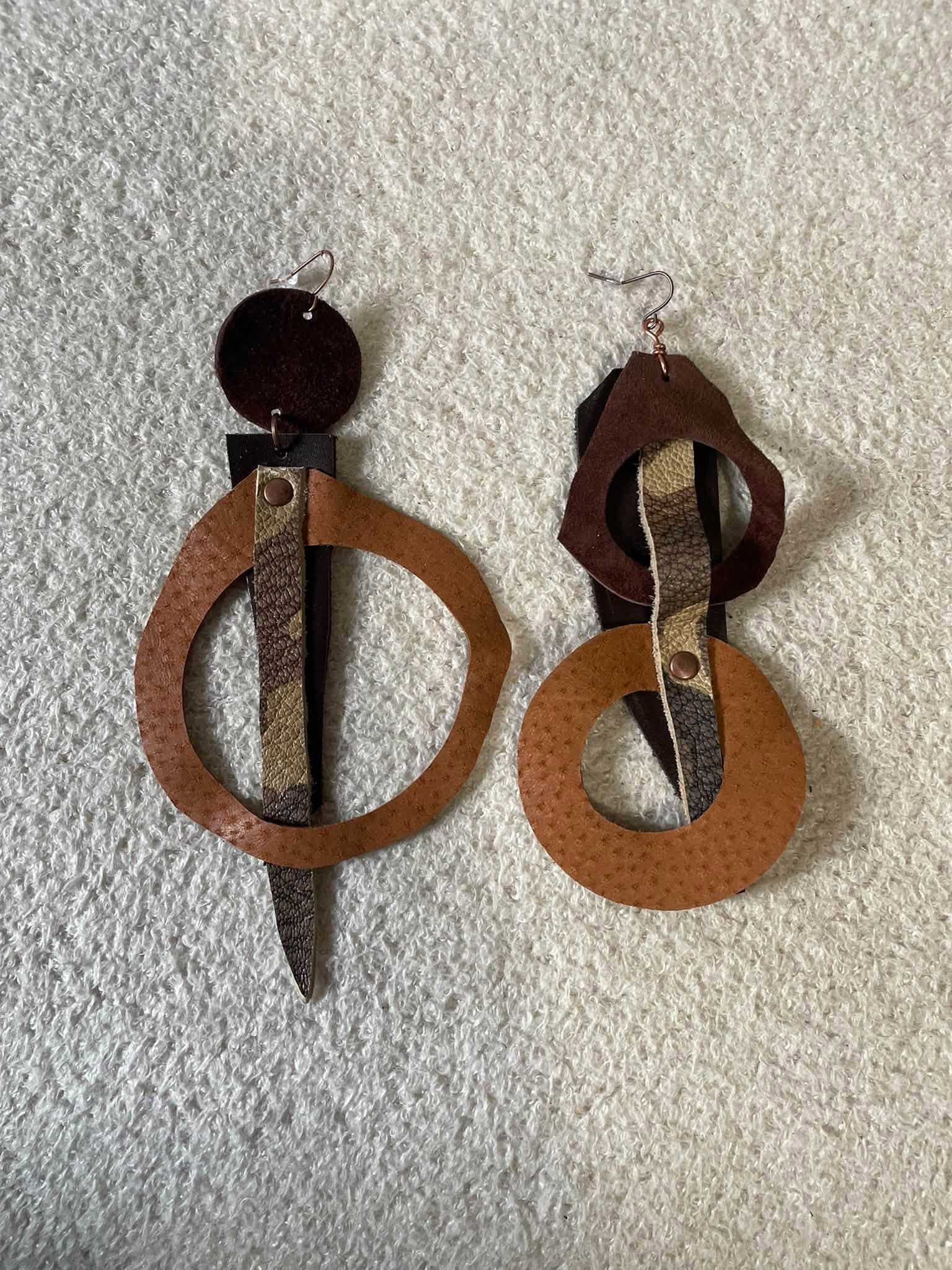 Fall brown Artistry Leather Earrings