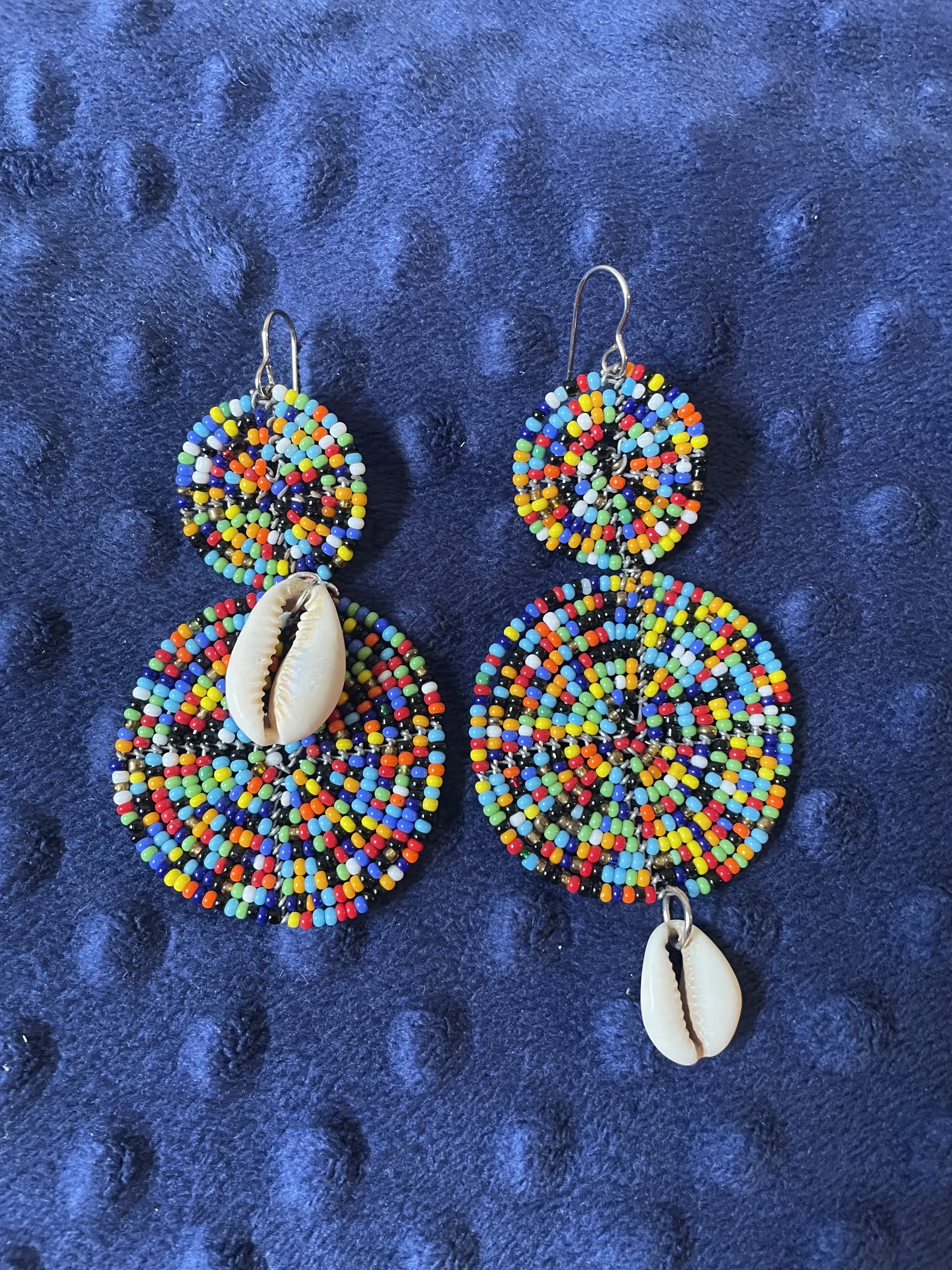 Handcrafted Boho Chic Beaded Earrings with Cowrie Shells