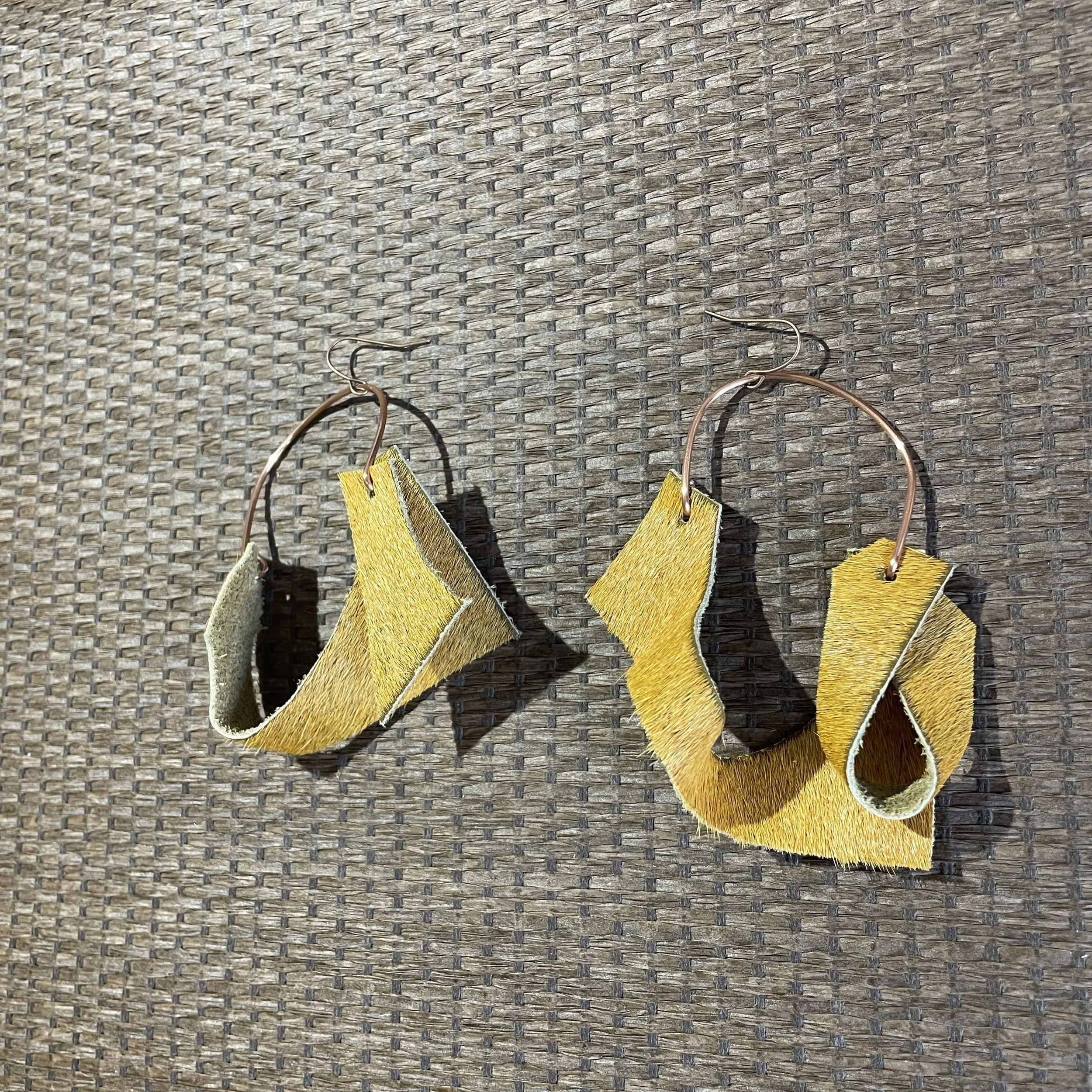 Artisan Asymmetrical Reclaimed Leather Earrings