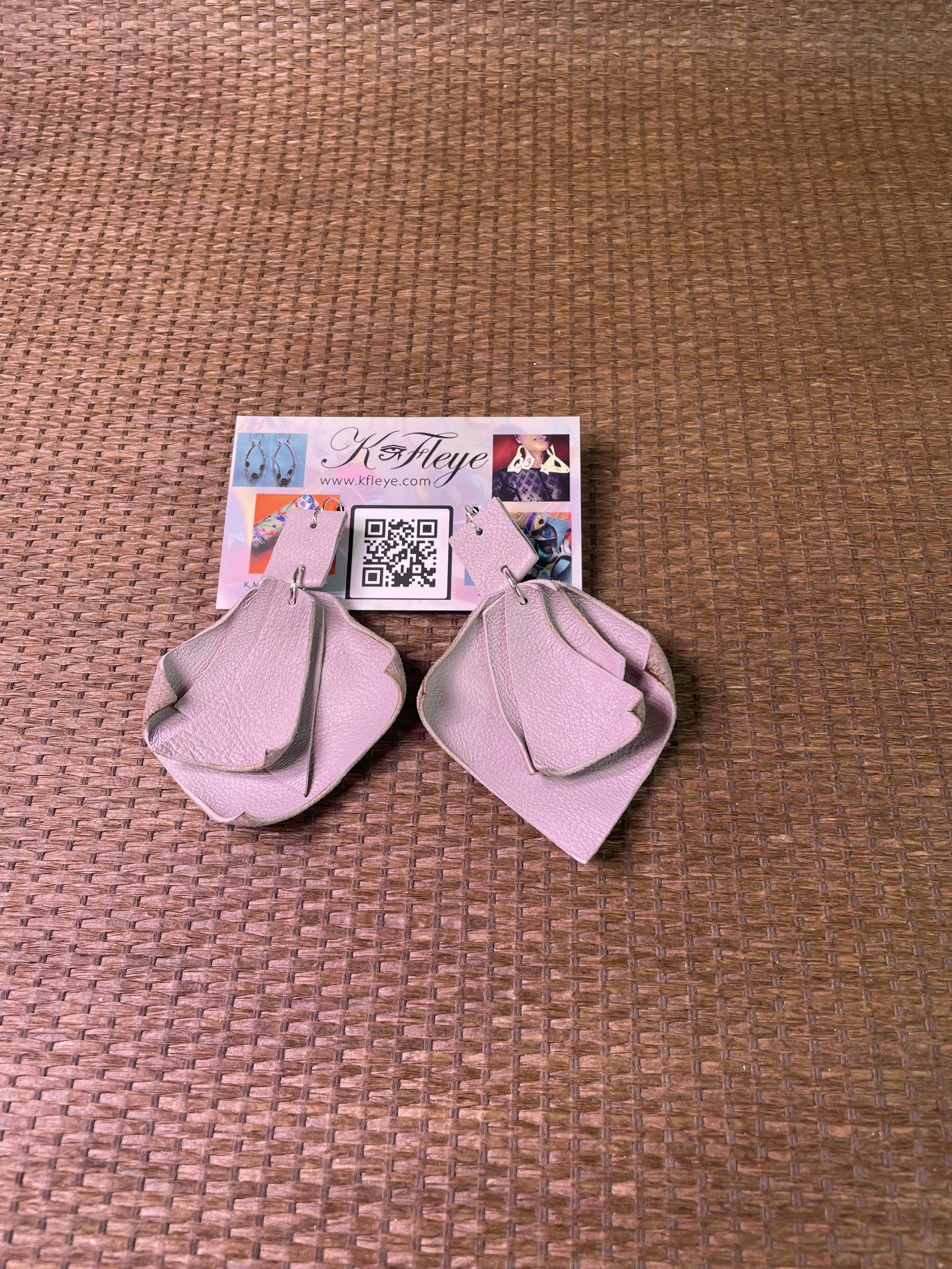 Layers of Lilac Leather Earrings