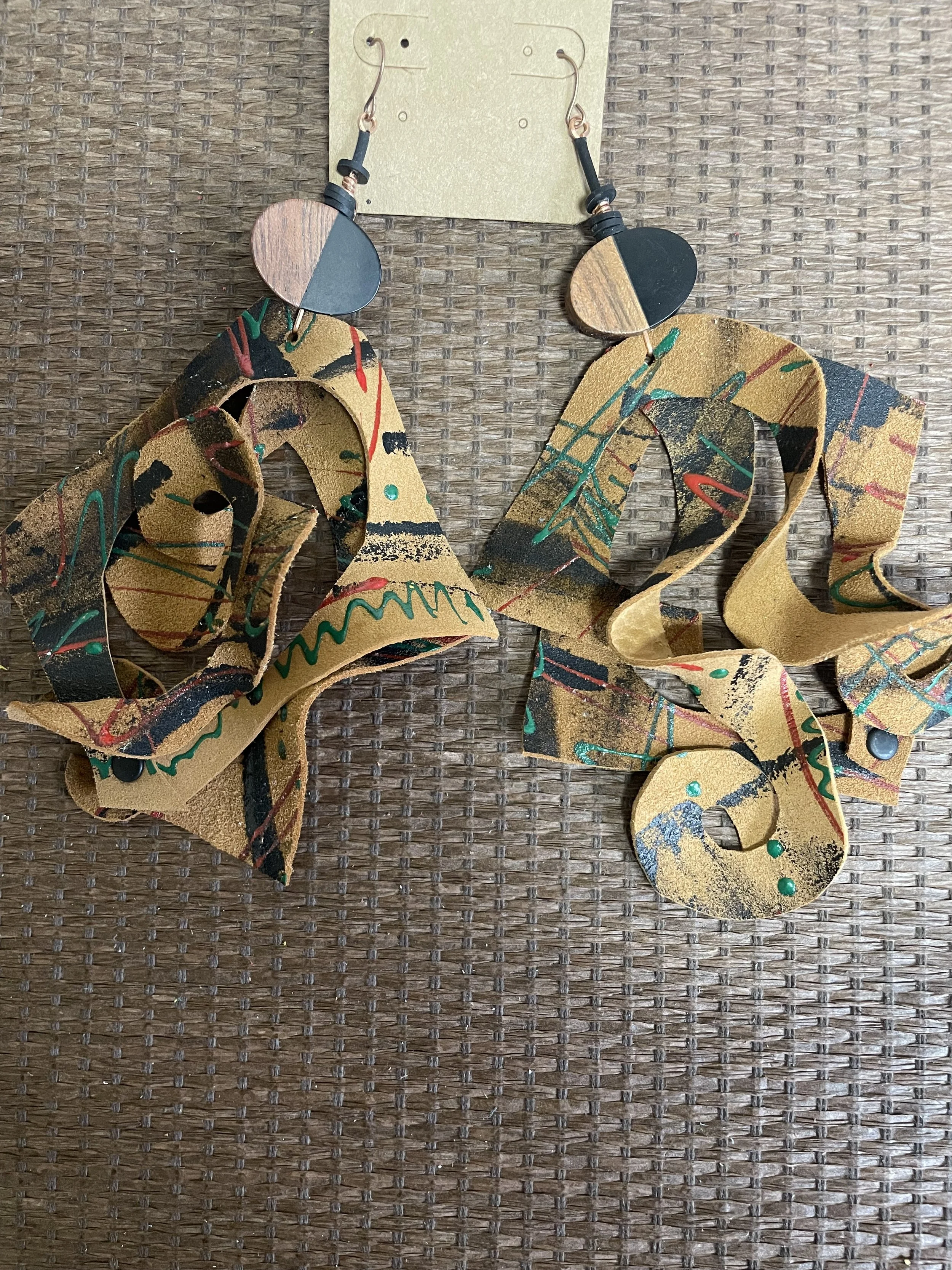 Vivid Artisan Leather Earrings RBG painted