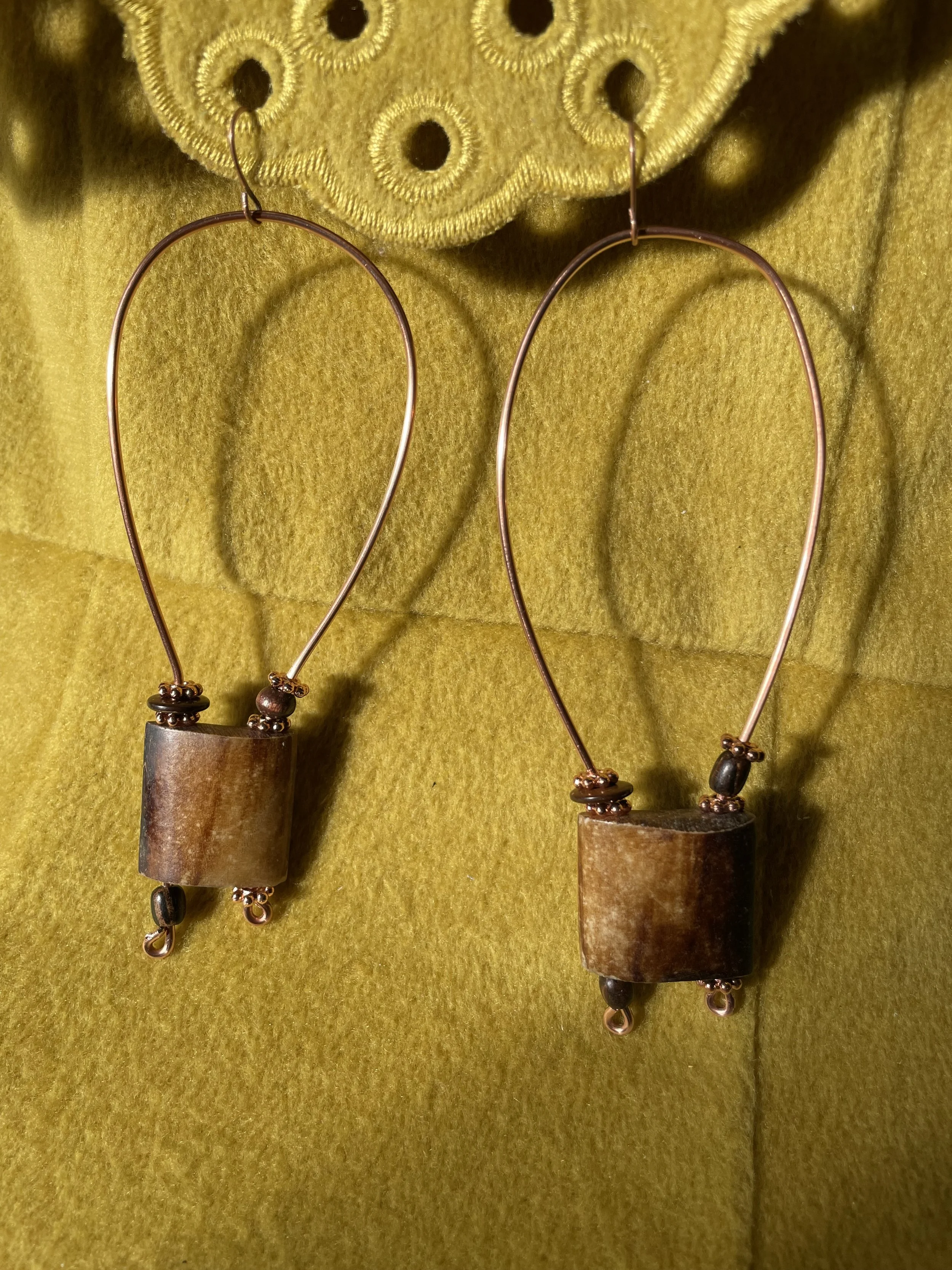 Artisan Elegance Copper Wood Hoop Earrings