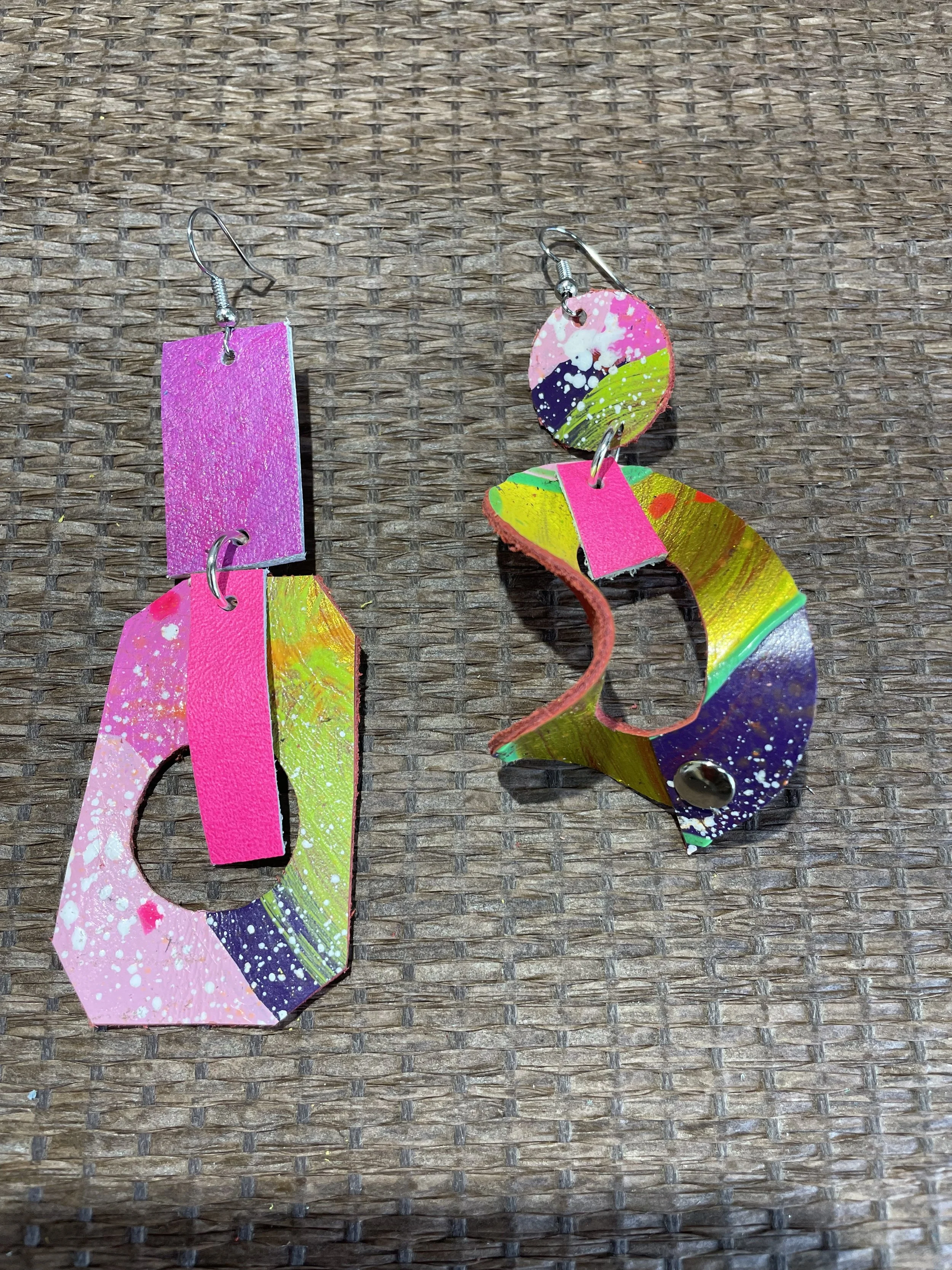 Vivid Asymmetrical Art Earrings