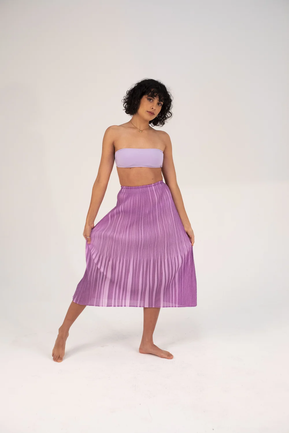 PLEATS PLEASE Issey Miyake Violet Gingham Skirt — Sozo Amour 