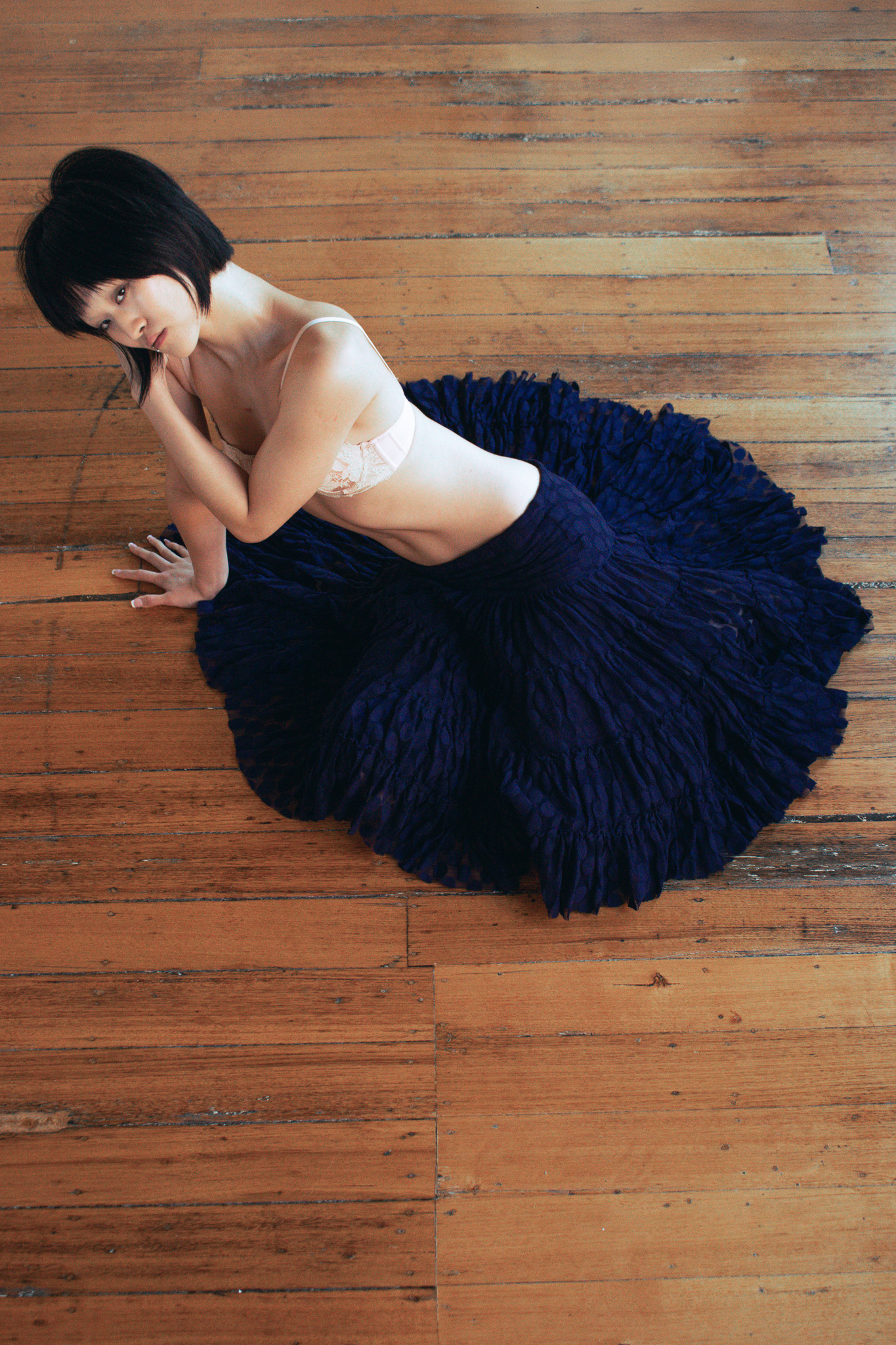JEAN PAUL GAULTIER Soleil Violet Polka Dot Ruffle Skirt.png