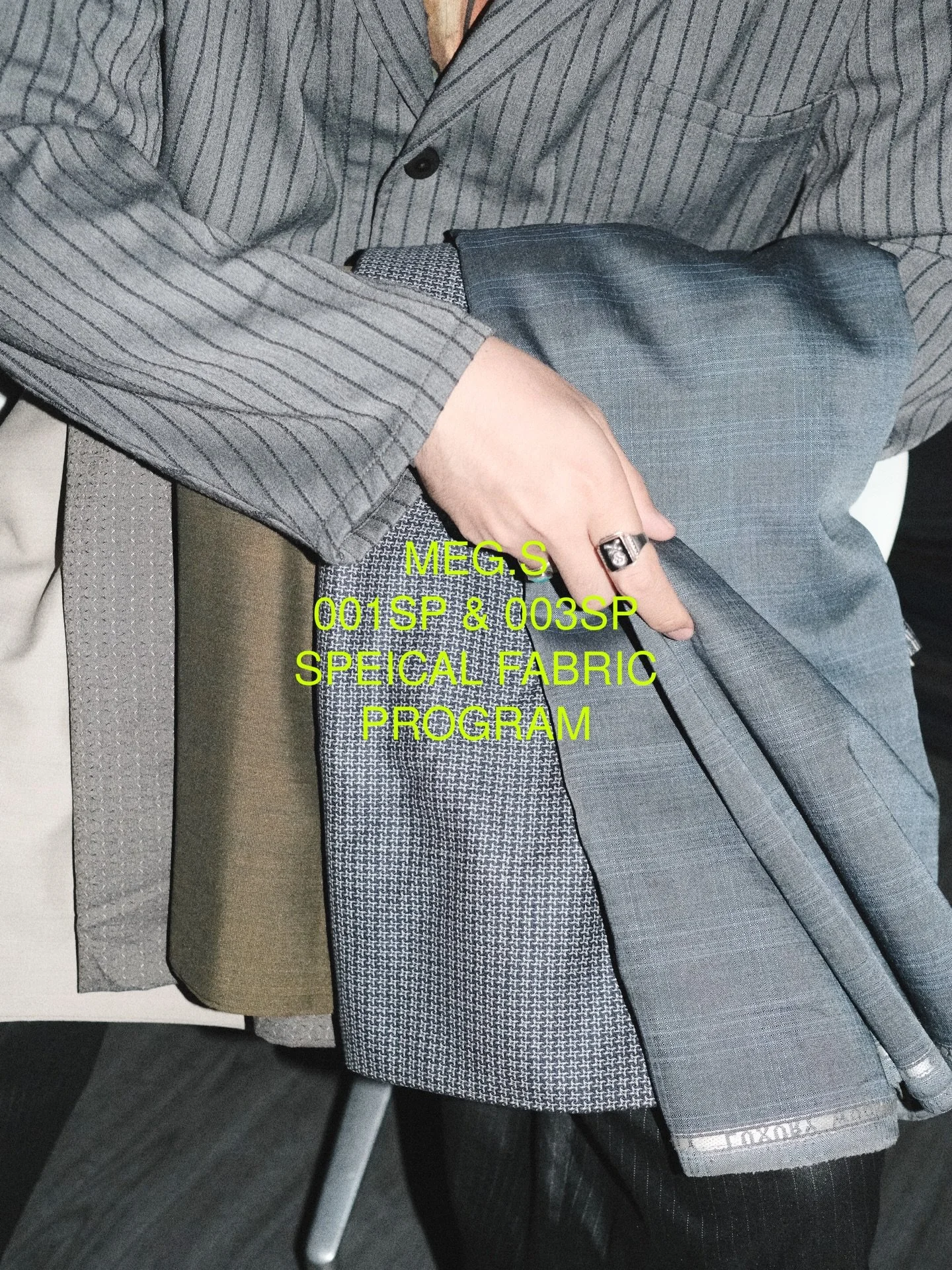 MEG.S 001SP &amp; 003SP

Recently, we received a batch of premium quality European fabrics mostly from the UK, Germany and Italy.

We are delighted to announce that you can choose your favourite fabric to create your own MEG.S products.
At the moment