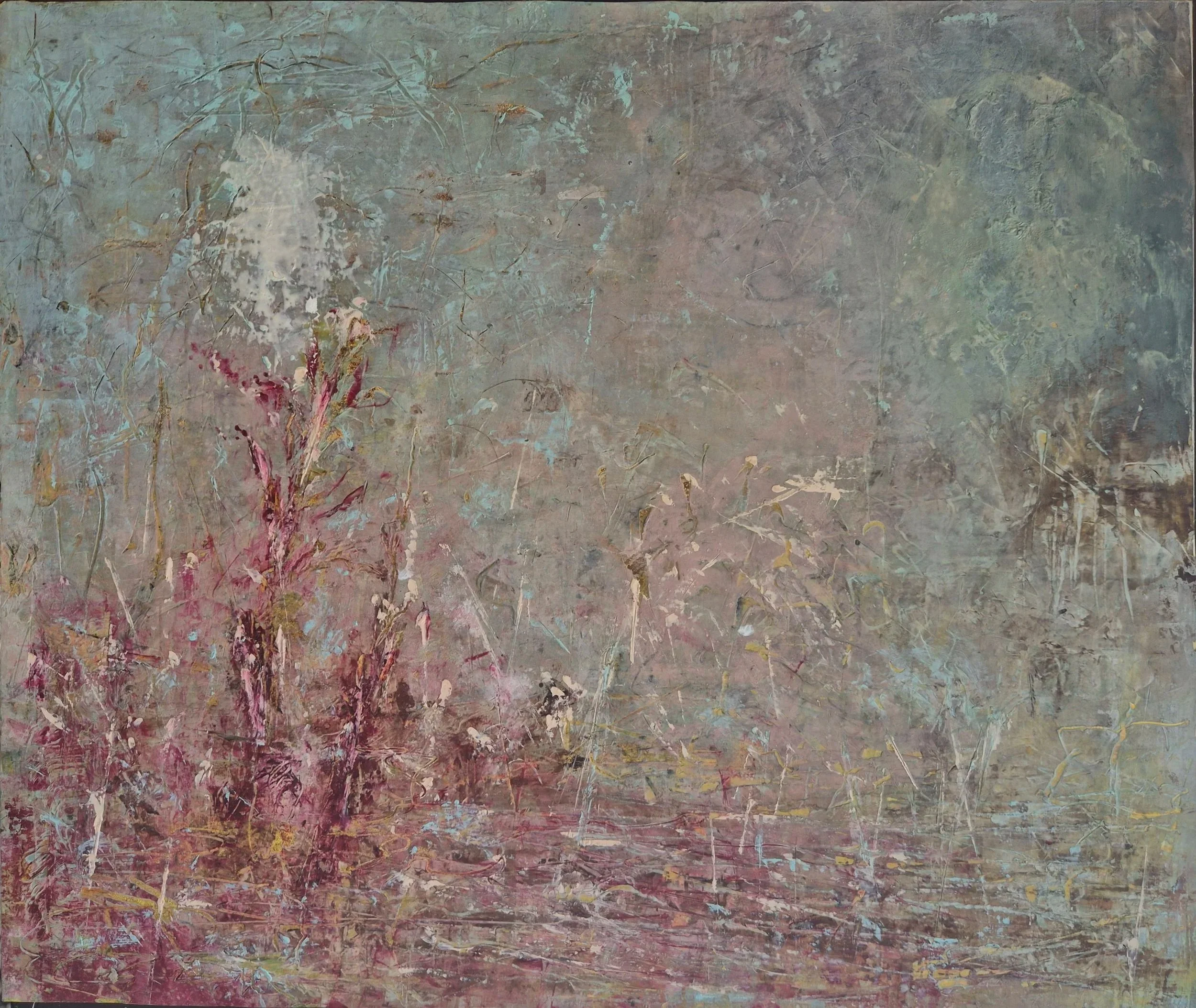 'Night flowers', mix media on panel, 35.5x30cm - 2025