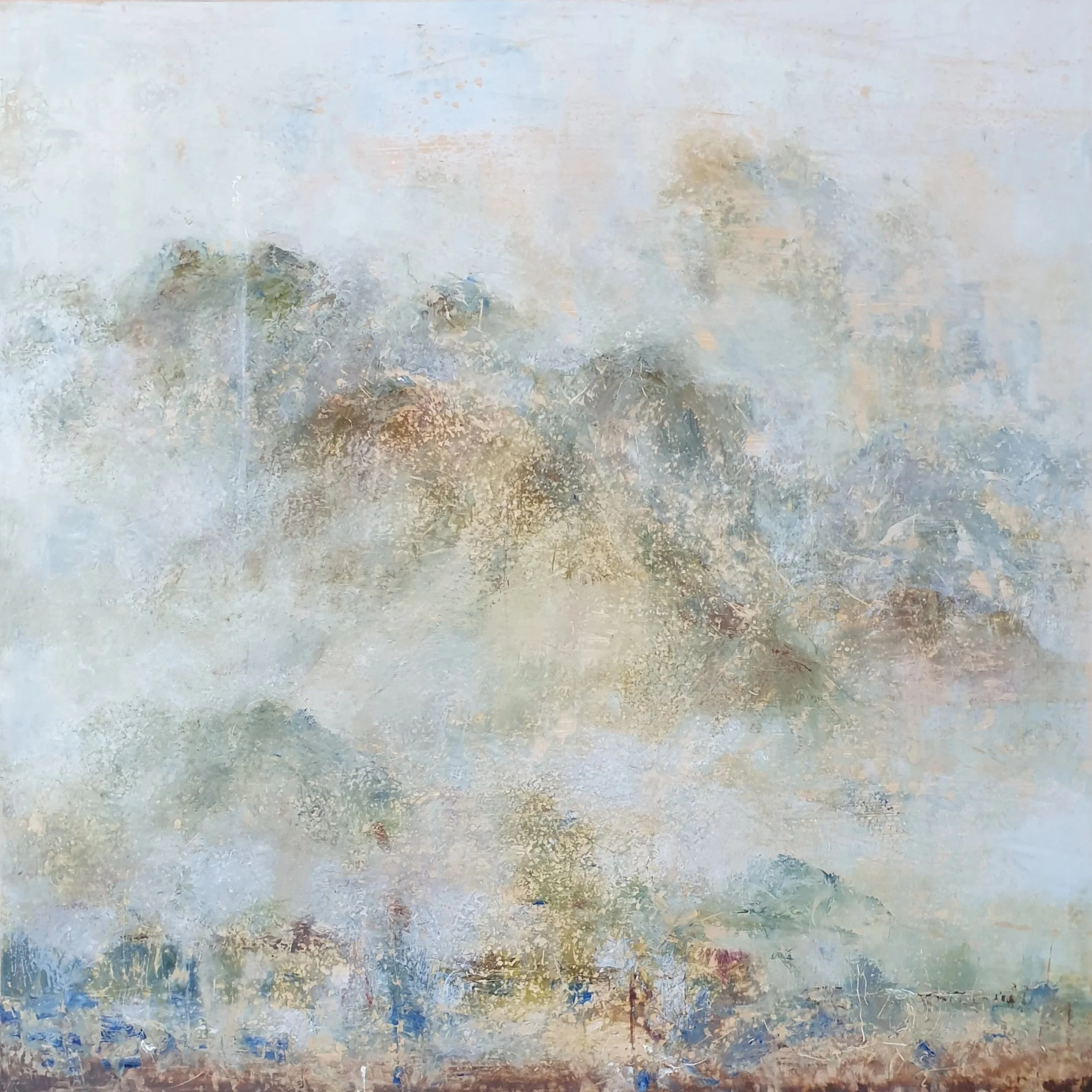 'Te Anau' (New Zealand), mix media on panel, 60x60cm, - 2023, IN PRIVATE COLLECTION