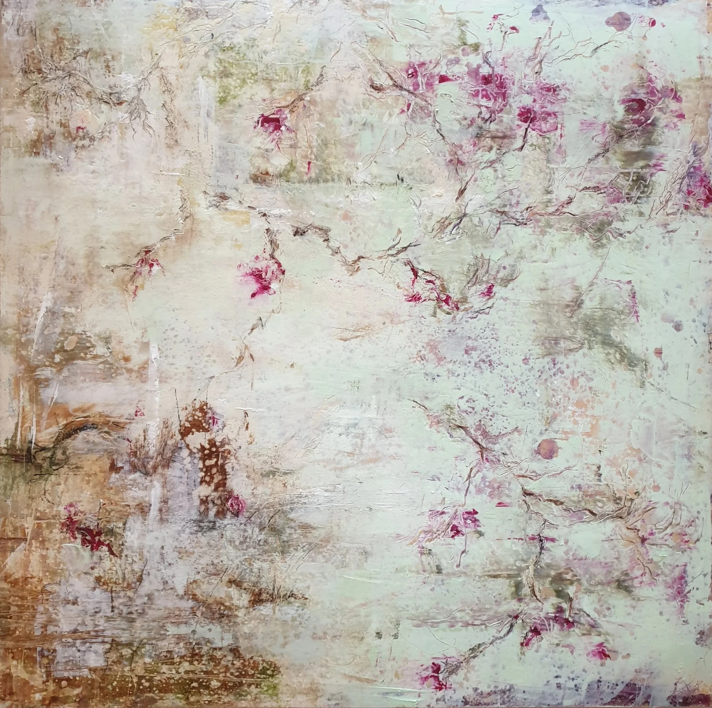 'The side of the shore' mix media on laminate panel, 61x61cm - 2021, IN PRIVATE COLLECTION