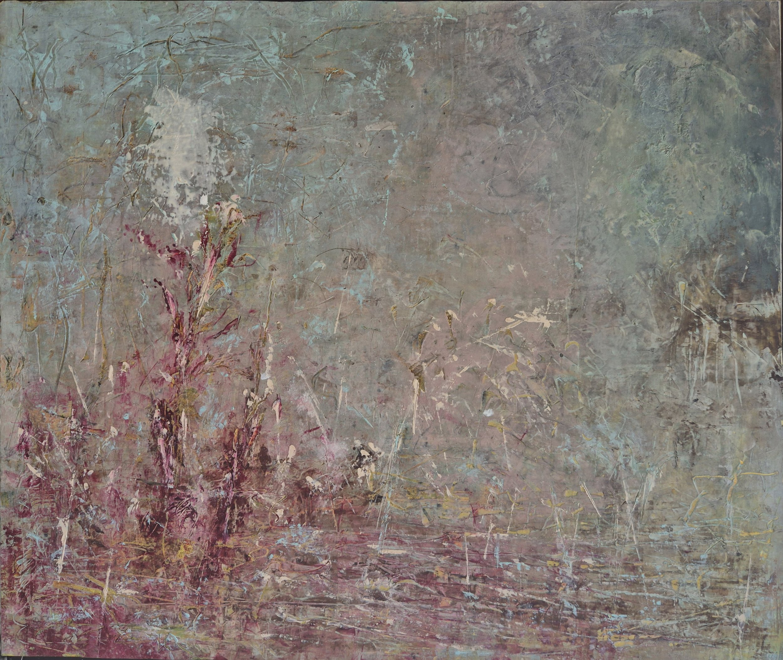 'Night flowers', mix media on panel, 35.5x30cm - 2025