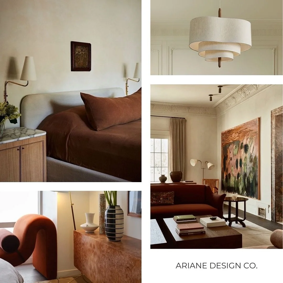 Swipe to see the journey of transforming this North Vancouver primary bedroom 🤎
⠀⠀⠀⠀⠀⠀⠀⠀⠀
1️⃣ Moodboard: A vision of timeless coziness with layers of texture and personality.
2️⃣ Textures + materials: Soft linens, warm woods, velvet, marble, and hin