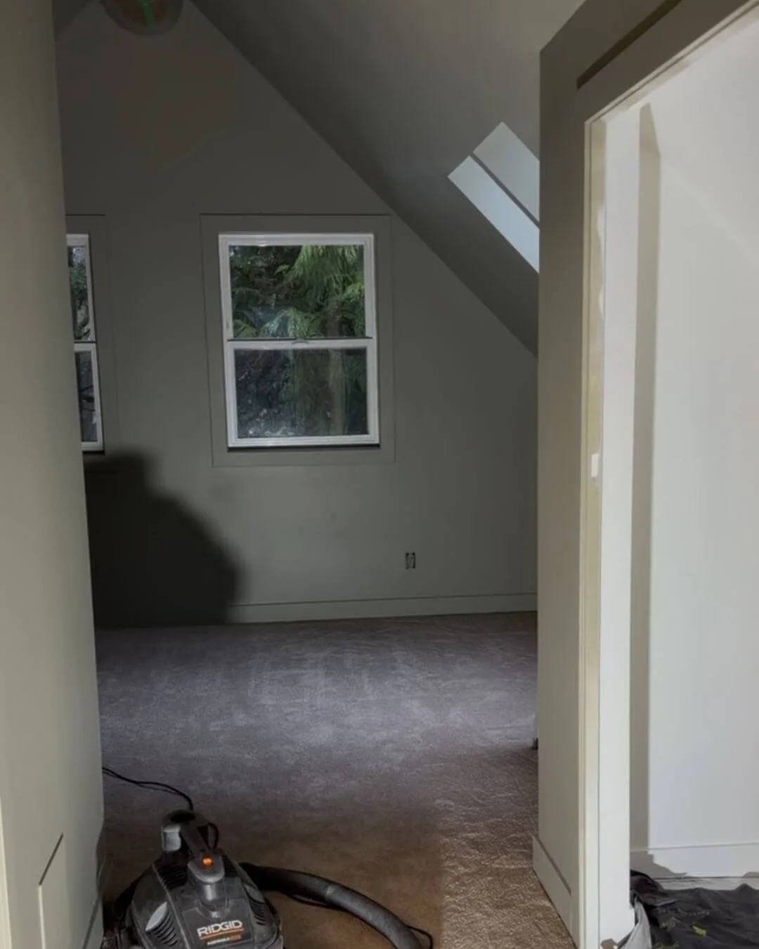 Colour drenched green bedroom in a Whistler home with moody walls, natural light, and a cozy mountain aesthetic