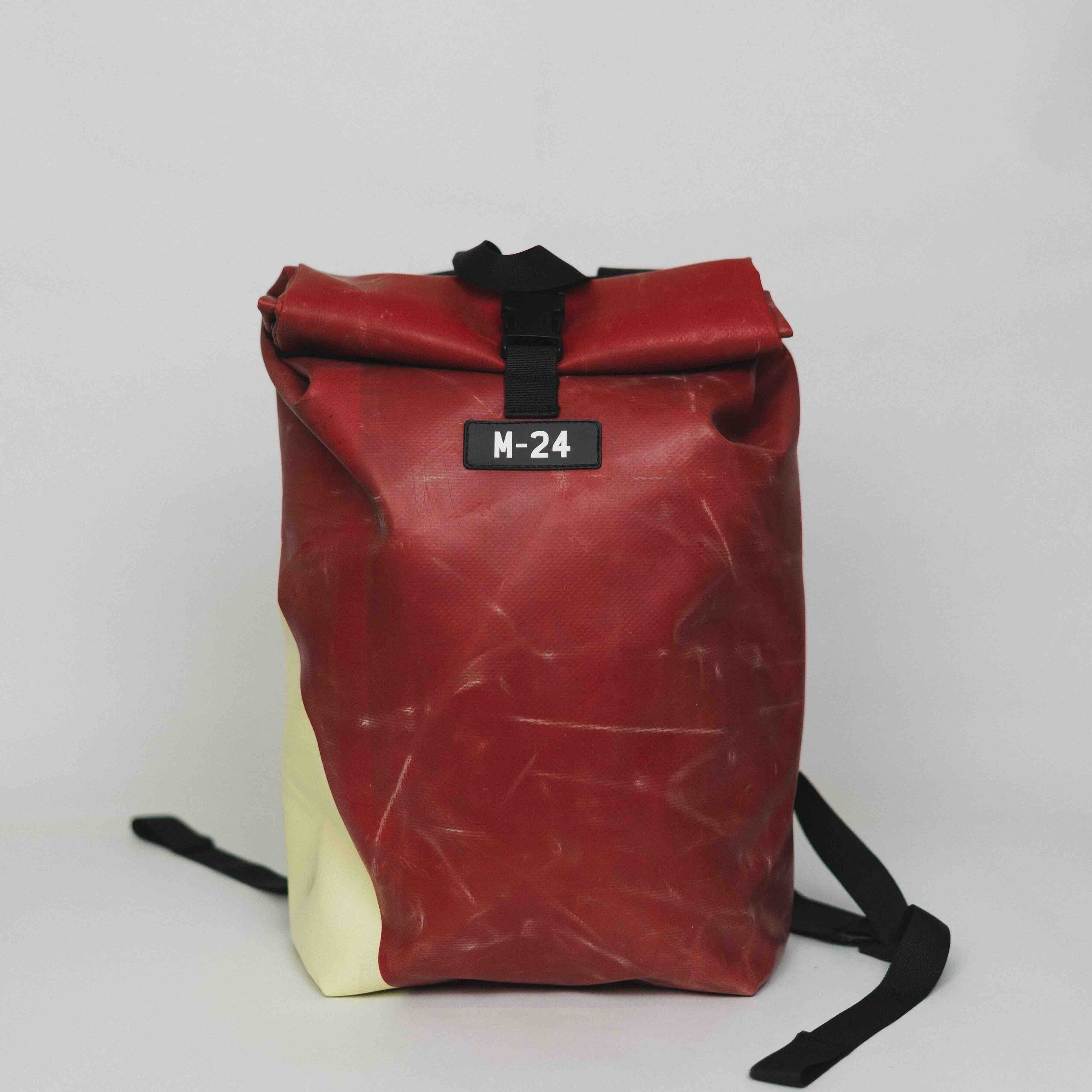 Upcycled backpacks made from used truck tarpaulin and car seat belts. Each  one unique. Vegan backpacks | Upcycled bag, Bags, Diy bags patterns