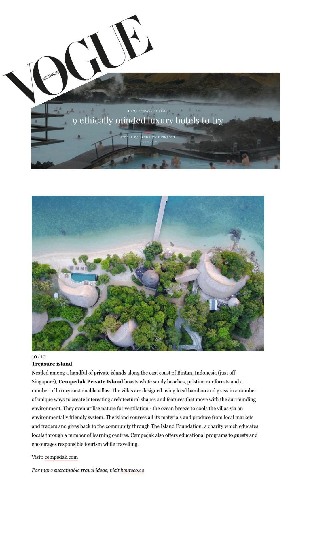 Round-up feature in VOGUE Australia