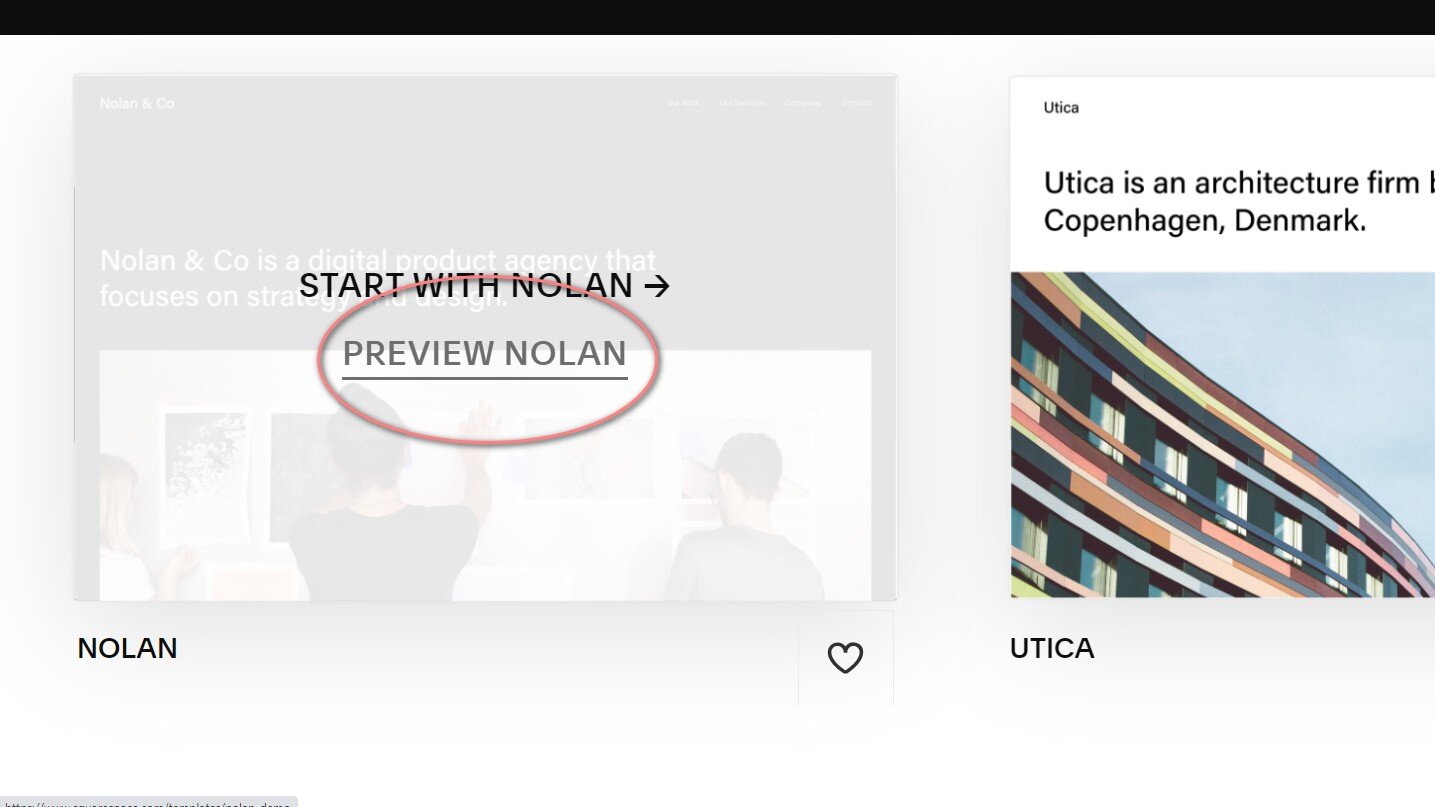 Skjermdump frå Squarespace (squarespace.com)