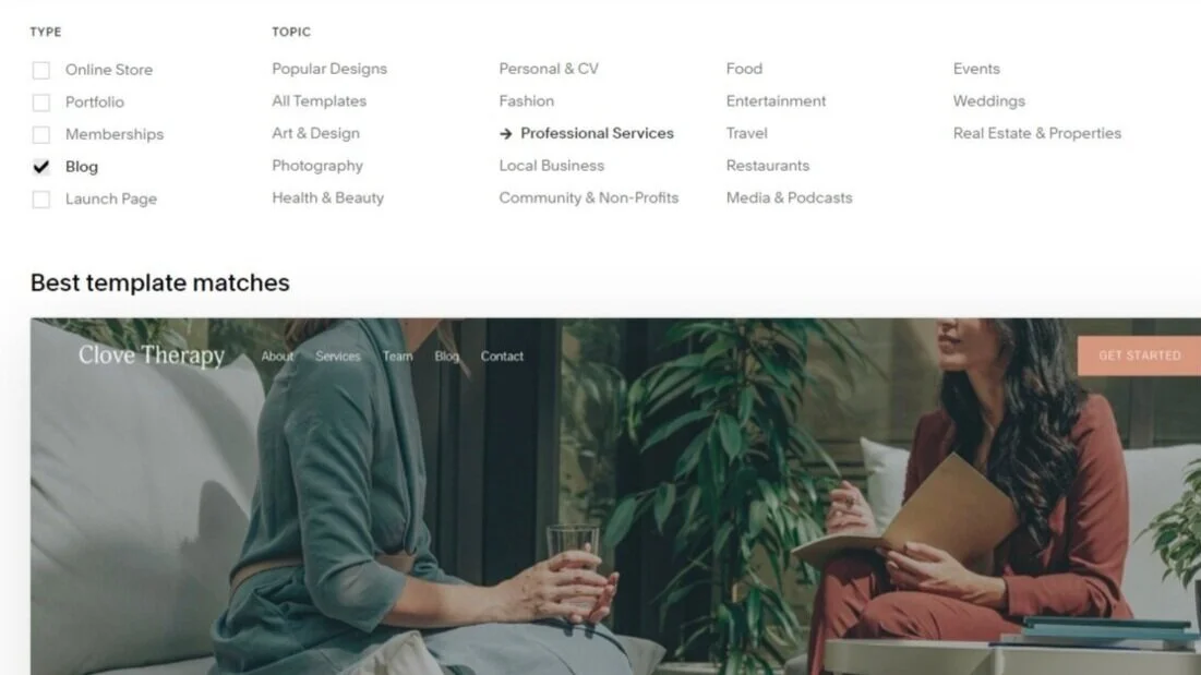 Skjermdump frå Squarespace (squarespace.com)