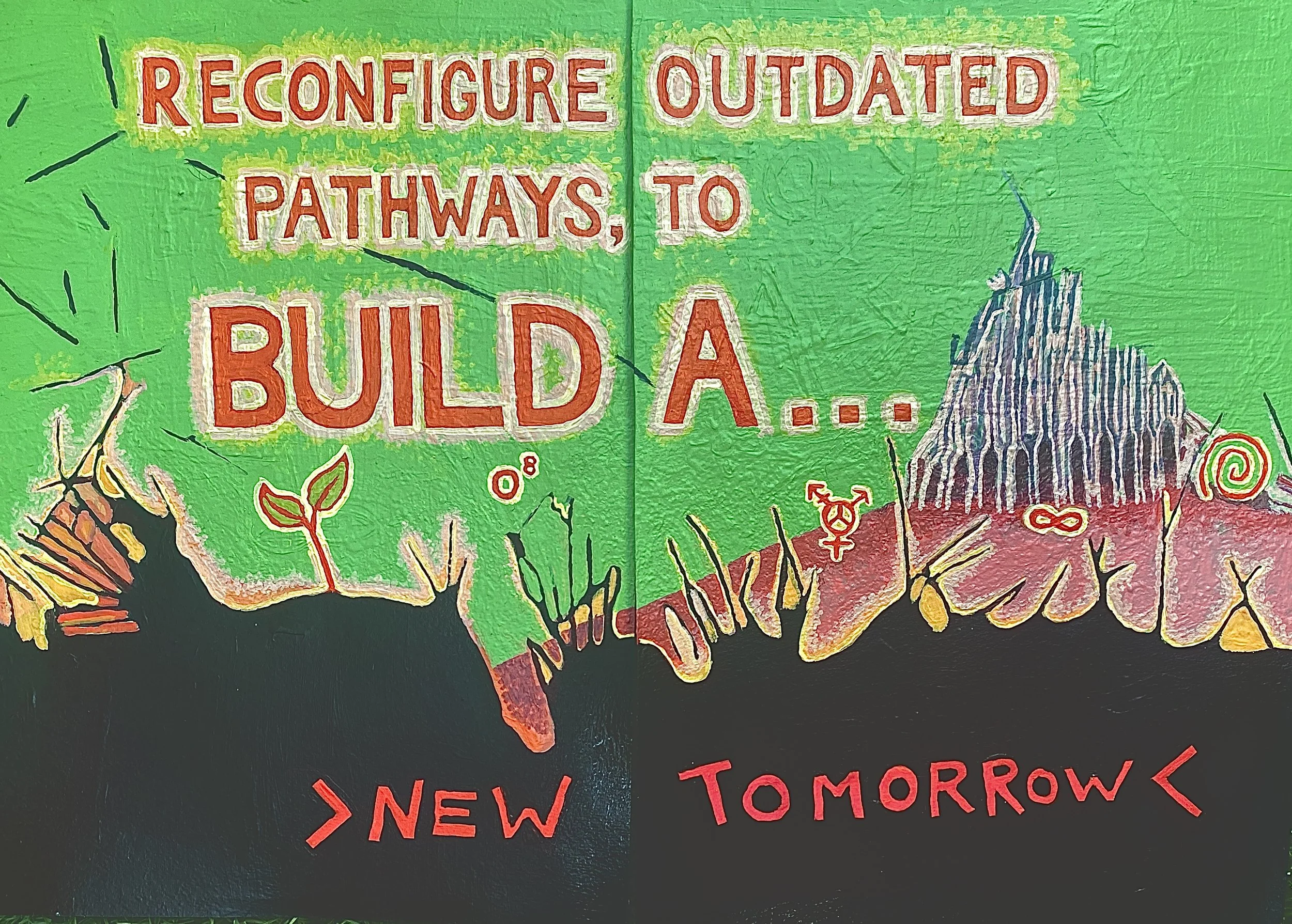 Rise from restructure of outdated elements, Work in progress, Acrylic on paper, x4 components, each 22cm x 29.5cm, 2026. Back View.  Images licensed by Copyright Agency; see links page for info. 