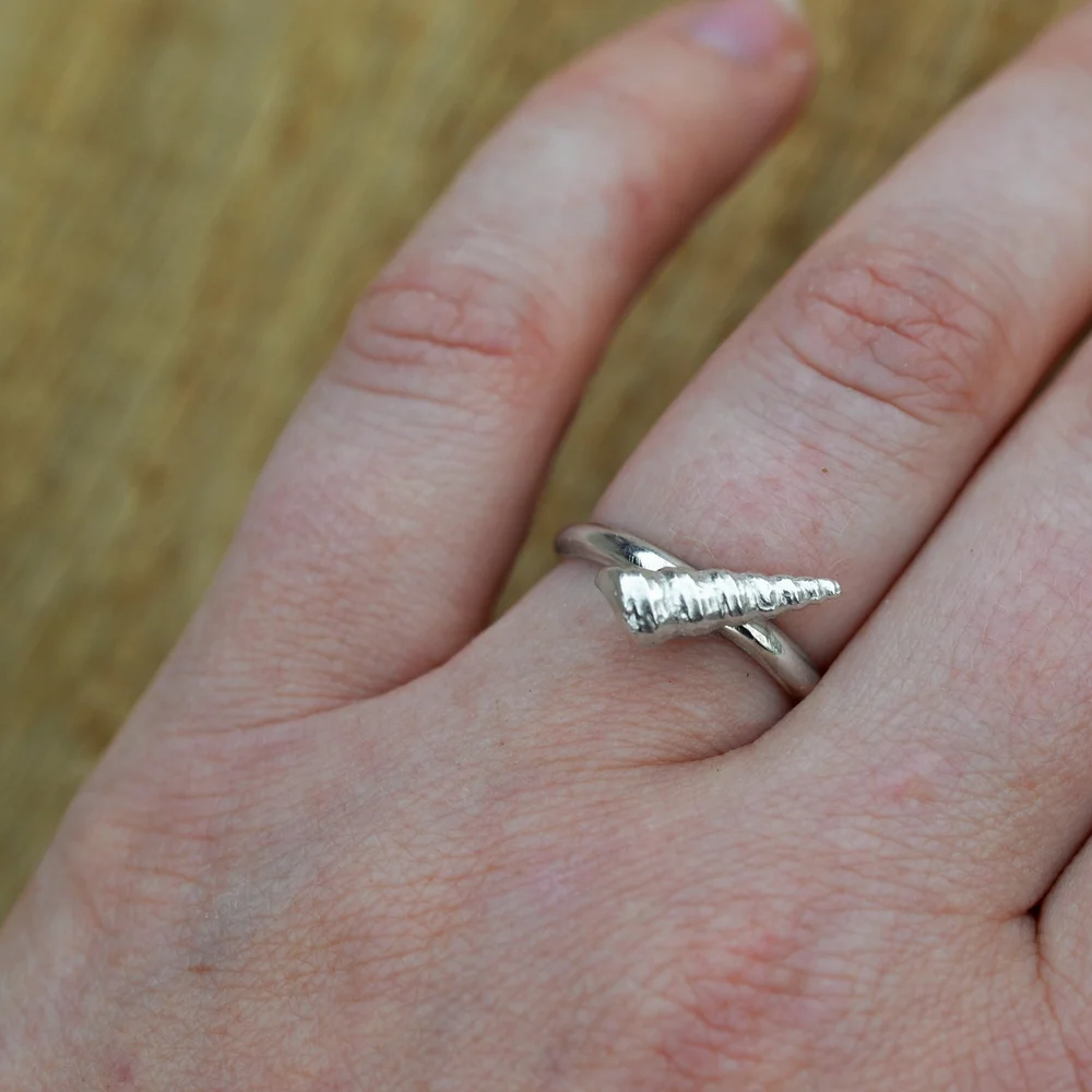 Bague coquillage long En Argent Massif, Par Bijoux de La Lande
