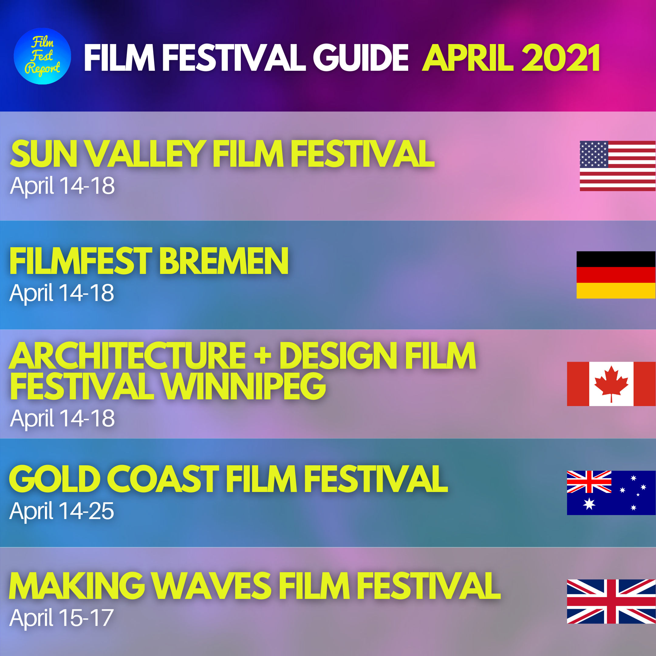 April 2021: List of Film Festivals — Film Fest Report