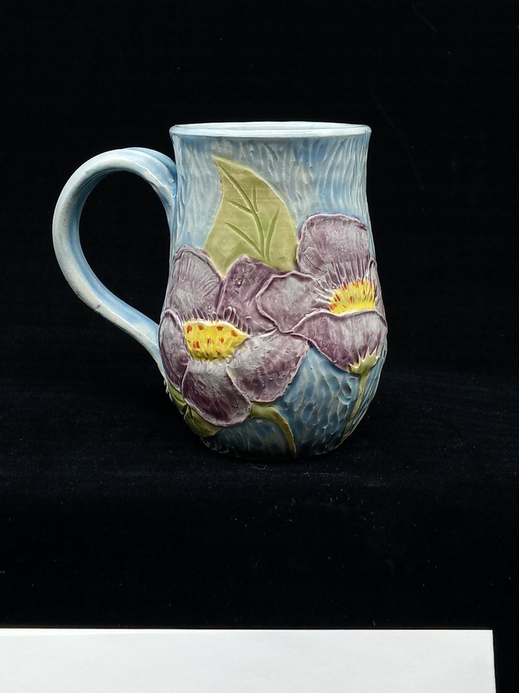 Blue Mug with Purple Flowers.jpeg