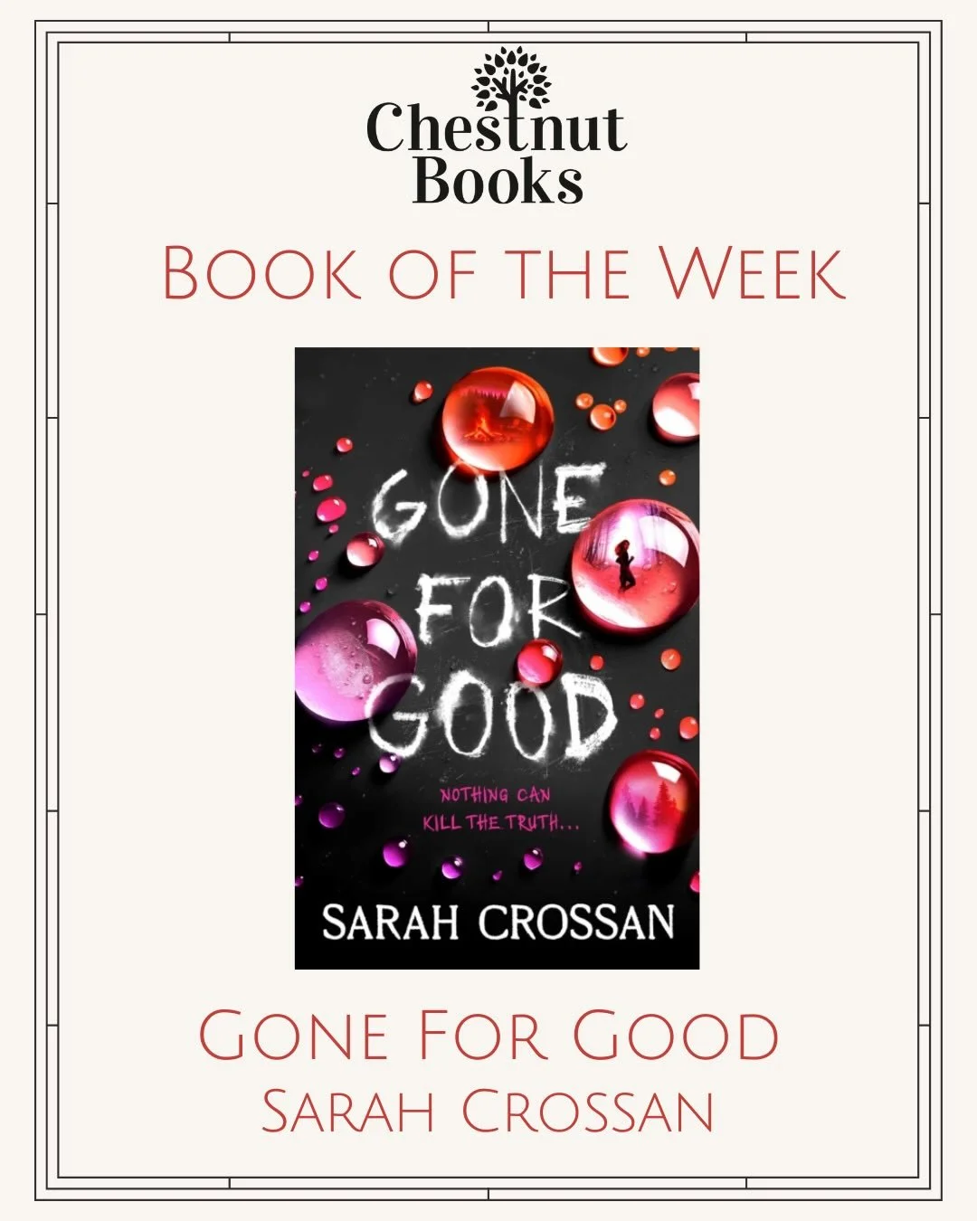🌟Book of the Week🌟

🏫Gone for Good🏫

The much anticipated new verse novel from Sarah Crossan doesn&rsquo;t disappoint. This is a sensational and immersive thriller questioning controversial methods of controlling teen behaviour. 

&lsquo;Connie R