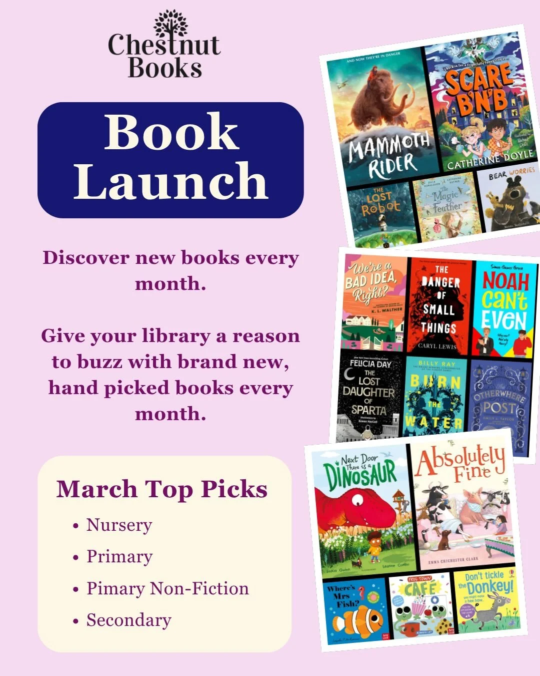 🌟March Book Launch🌟

📚Pre-order now for delivery after Easter📚

Our March top picks are now available to purchase on our website. Check out which fabulous new books we&rsquo;ve chosen for this month&rsquo;s collections. 

Book Launch creates a bu