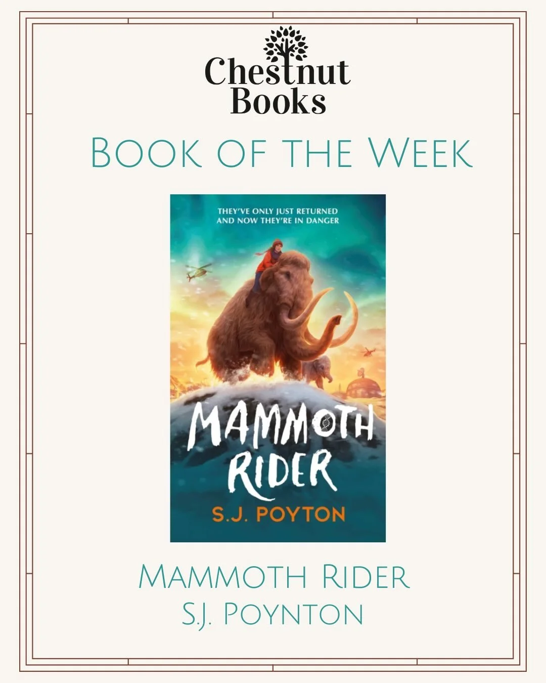 🌟Book of the Week🌟

🦣Mammoth Rider🦣

&lsquo;They&rsquo;ve only just returned, and now they&rsquo;re in danger . . .

Join an epic race to save the rare white mammoth that might just save the world. 

After millennia, mammoths have returned, broug