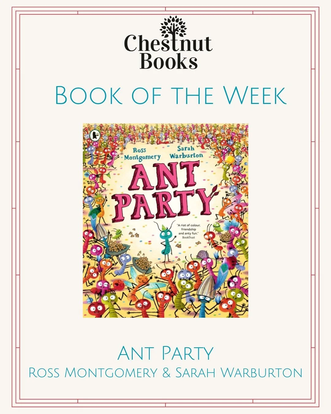 🌟Book of the Week🌟

🎉Ant Party🎉

&lsquo;It&rsquo;s another busy day at the ant hill.

The farmer ants are collecting food, the worker ants are building tunnels and the soldier ants are guarding the queen. But for Andy, it&rsquo;s a very special d