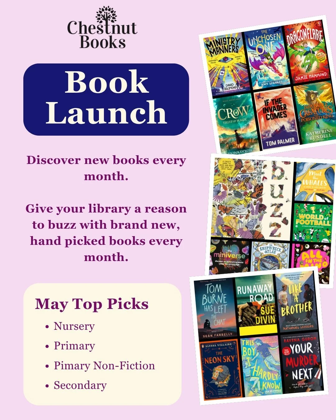 📚✨ NEW MAY BOOK LAUNCH ✨📚

Fresh stories. Brilliant discoveries. Books your students will LOVE.

Our newest handpicked collections for school libraries have arrived &mdash; carefully selected to inspire readers, spark curiosity, and support every c