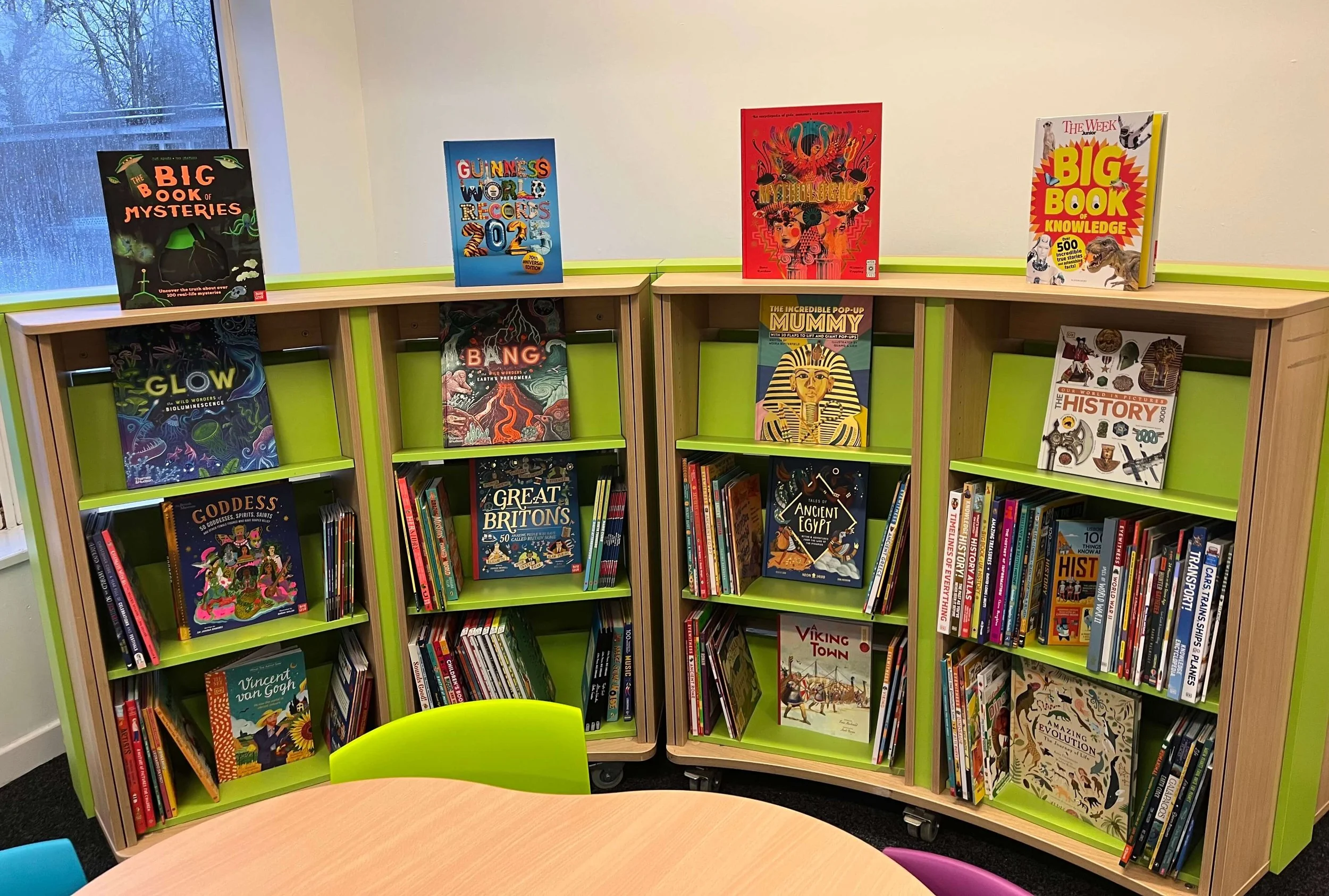 Non fiction books organised by topic in a primary school library stocked by Chestnut Books. High quality, modern non fiction books to engage curious minds. 
