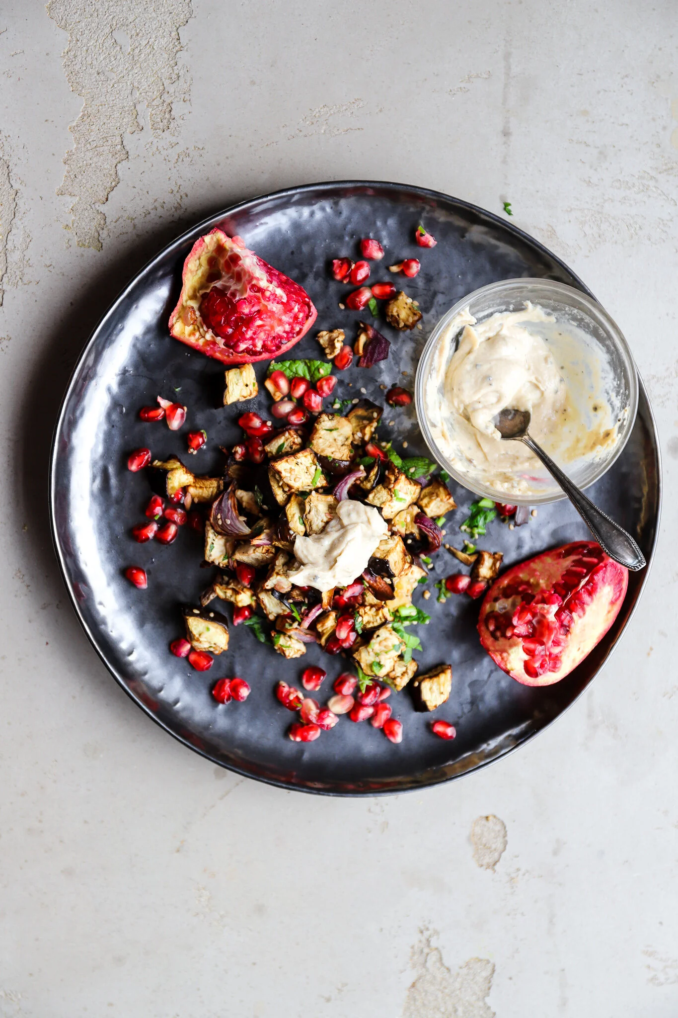 Oriental Aubergine Salad with Pomegranate &amp; Tahini