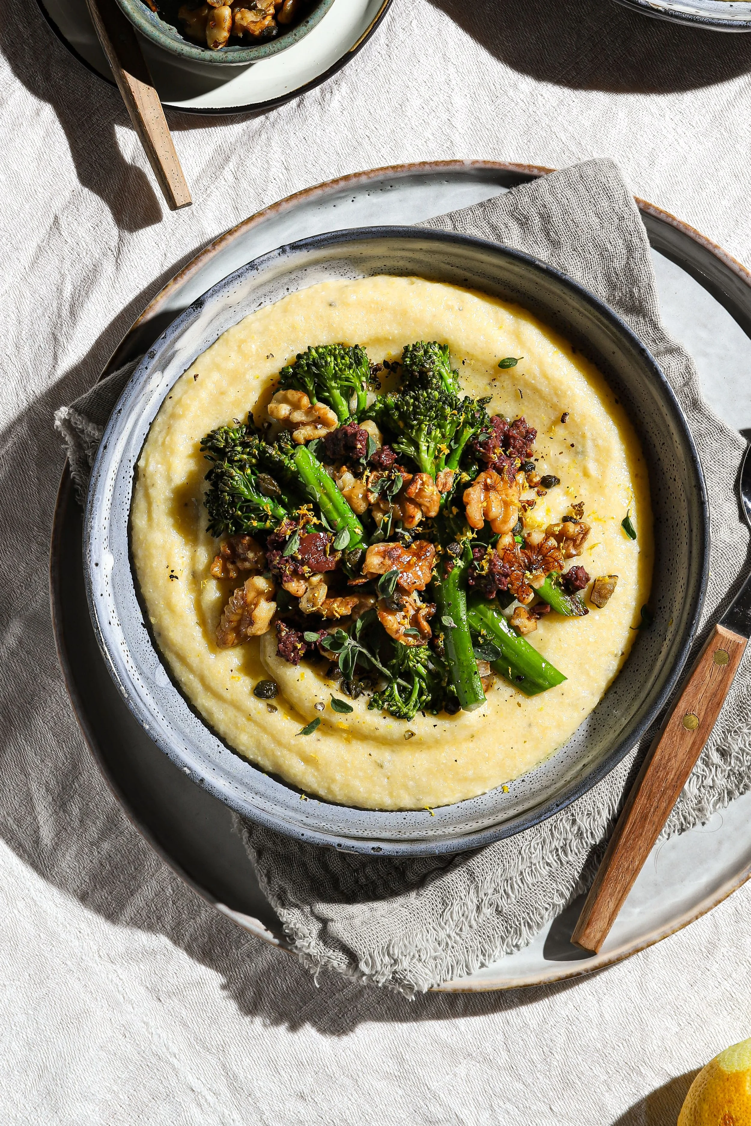 Creamy Polenta With Caper Crunch &amp; Broccolini