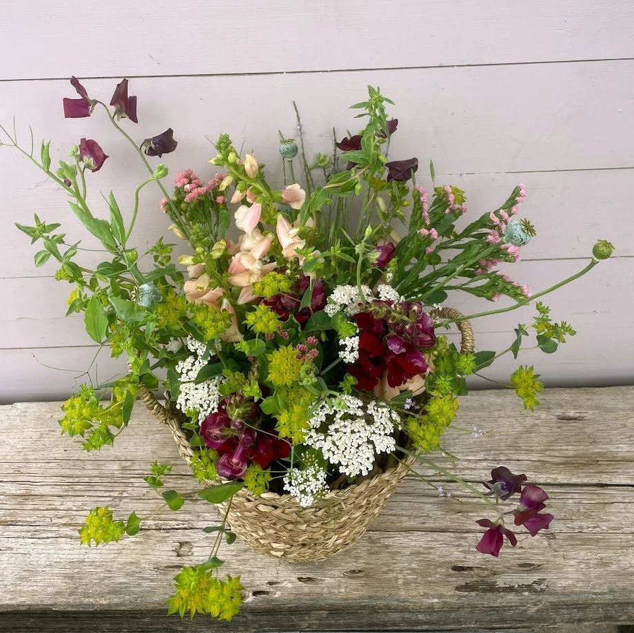 Large Custom Seasonal Bouquet in Seagrass Basket