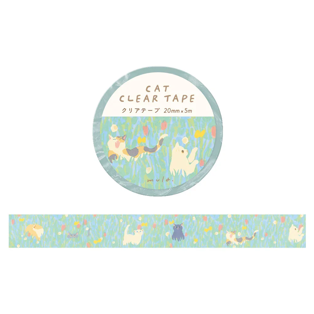 Ryu Ryu Cat Clear Tape Cat and Flower Field
