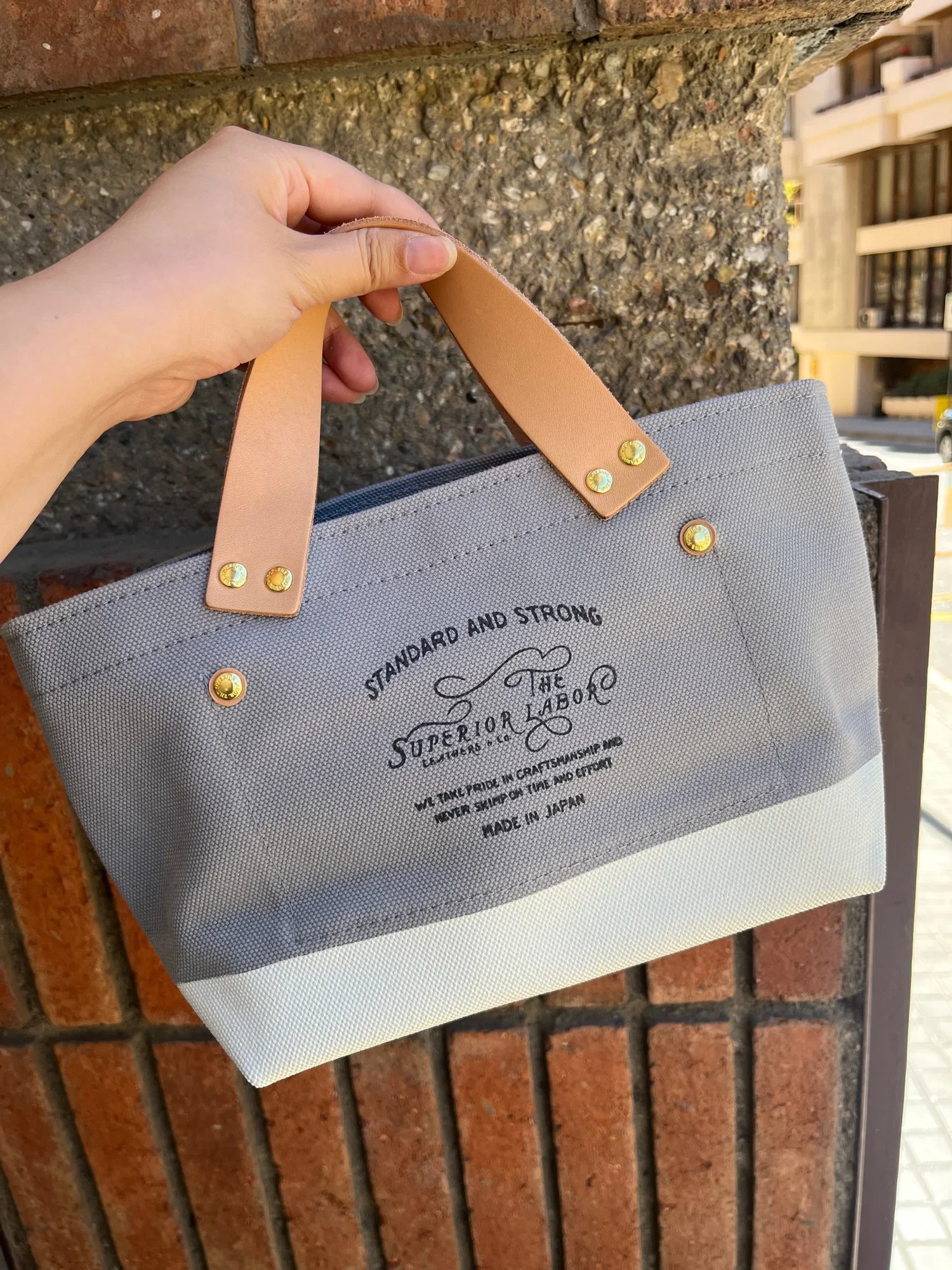 The Superior Labor Engineer Bag Petite Gray Canvas White