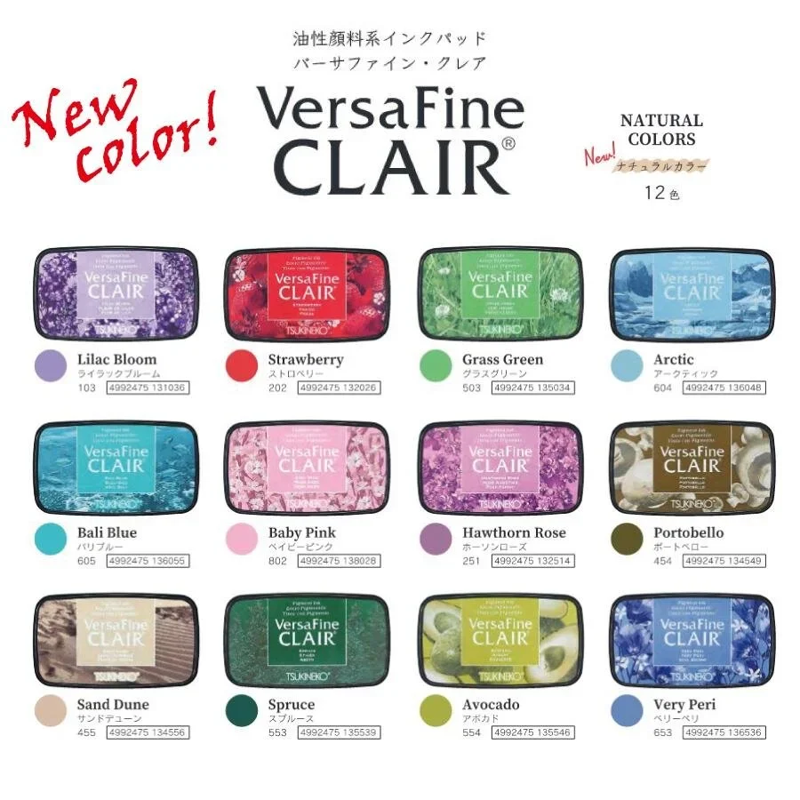 Tsukineko VersaFine Clair Ink Pad 12 New Colors