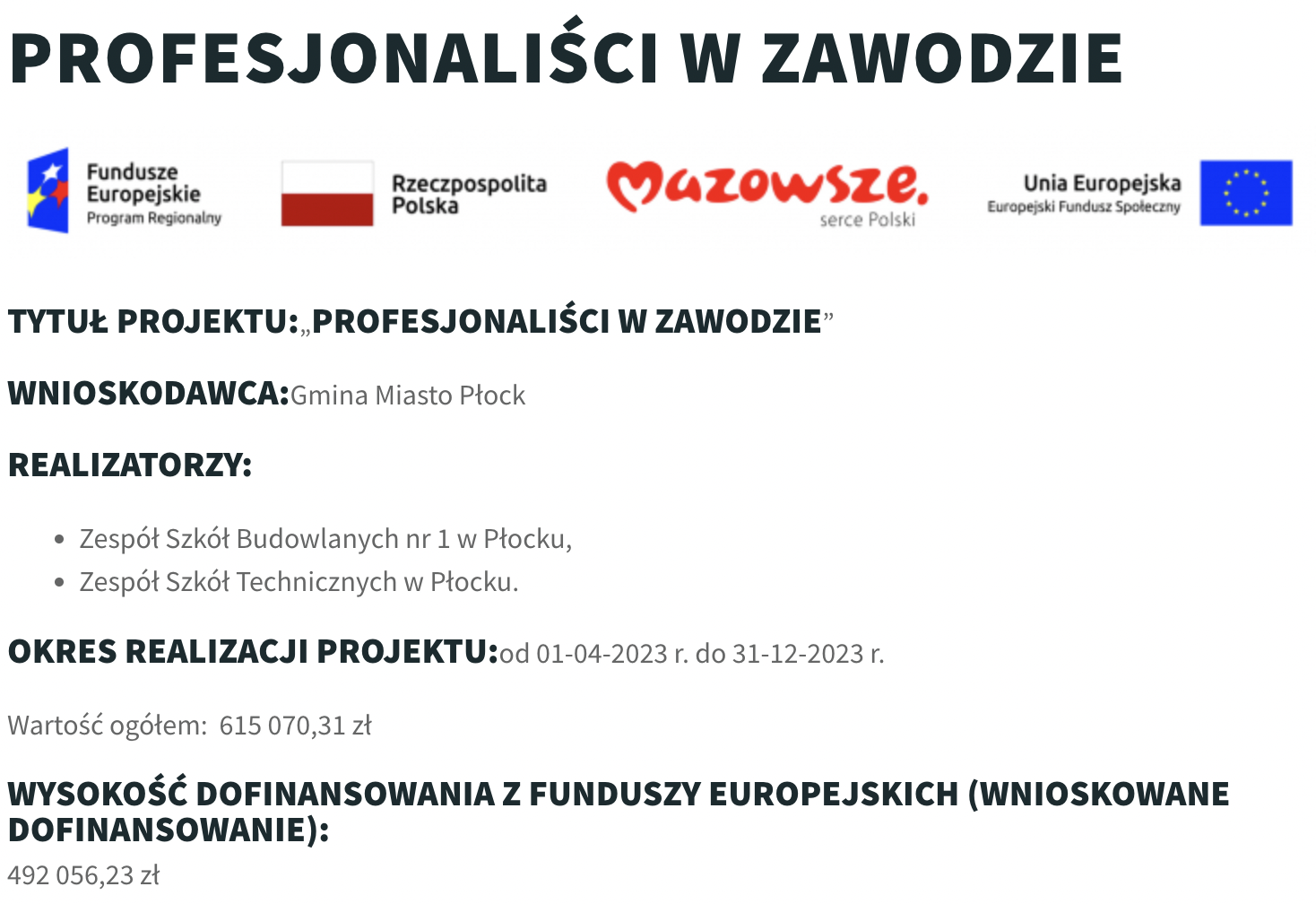 Płock: „Profesjonaliści w zawodzie” – zajęcia dla uczniów i kursy dla nauczycieli