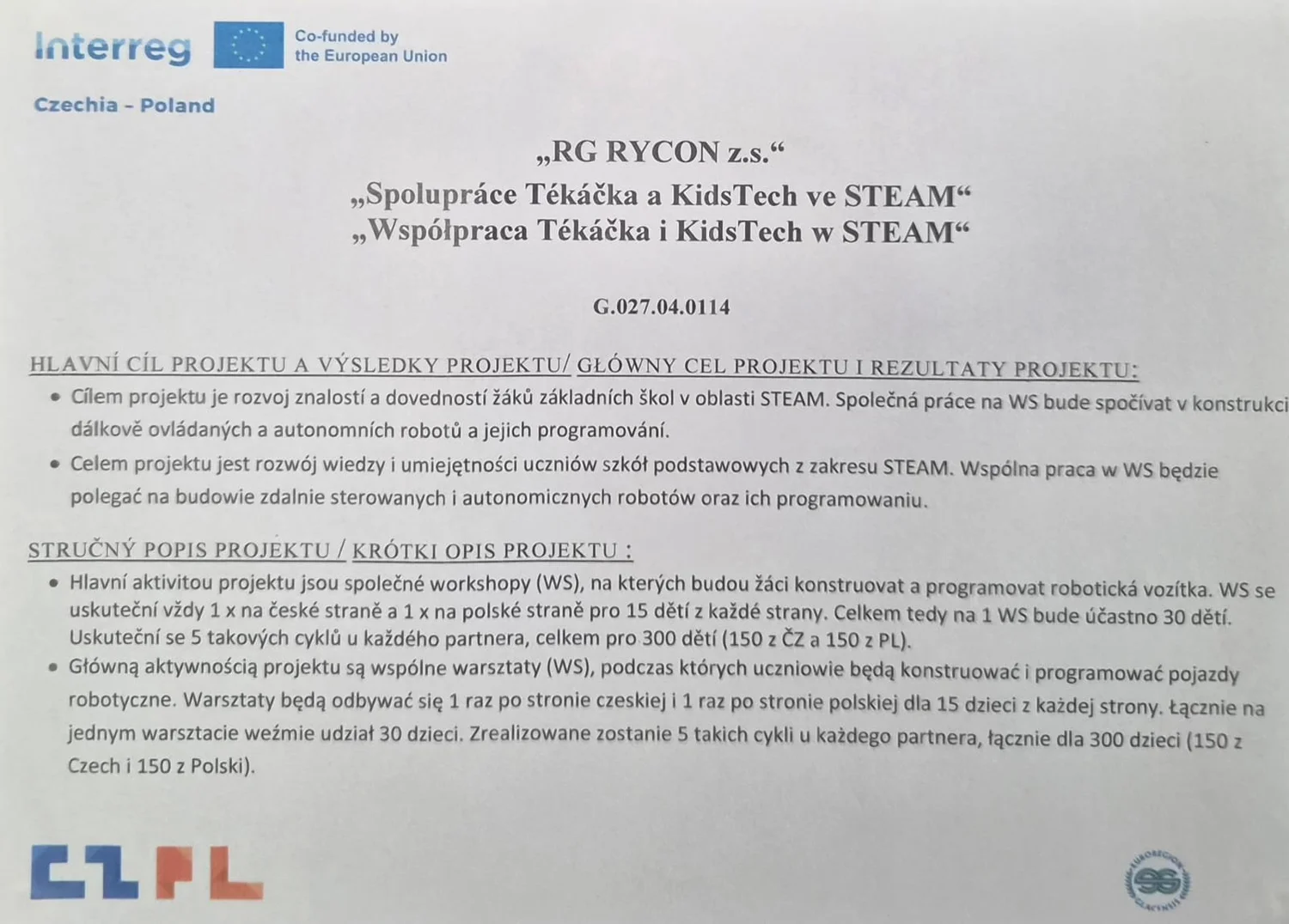 Polska–Czechy: projekt „Współpraca Tékáčka i KidsTech w STEAM”